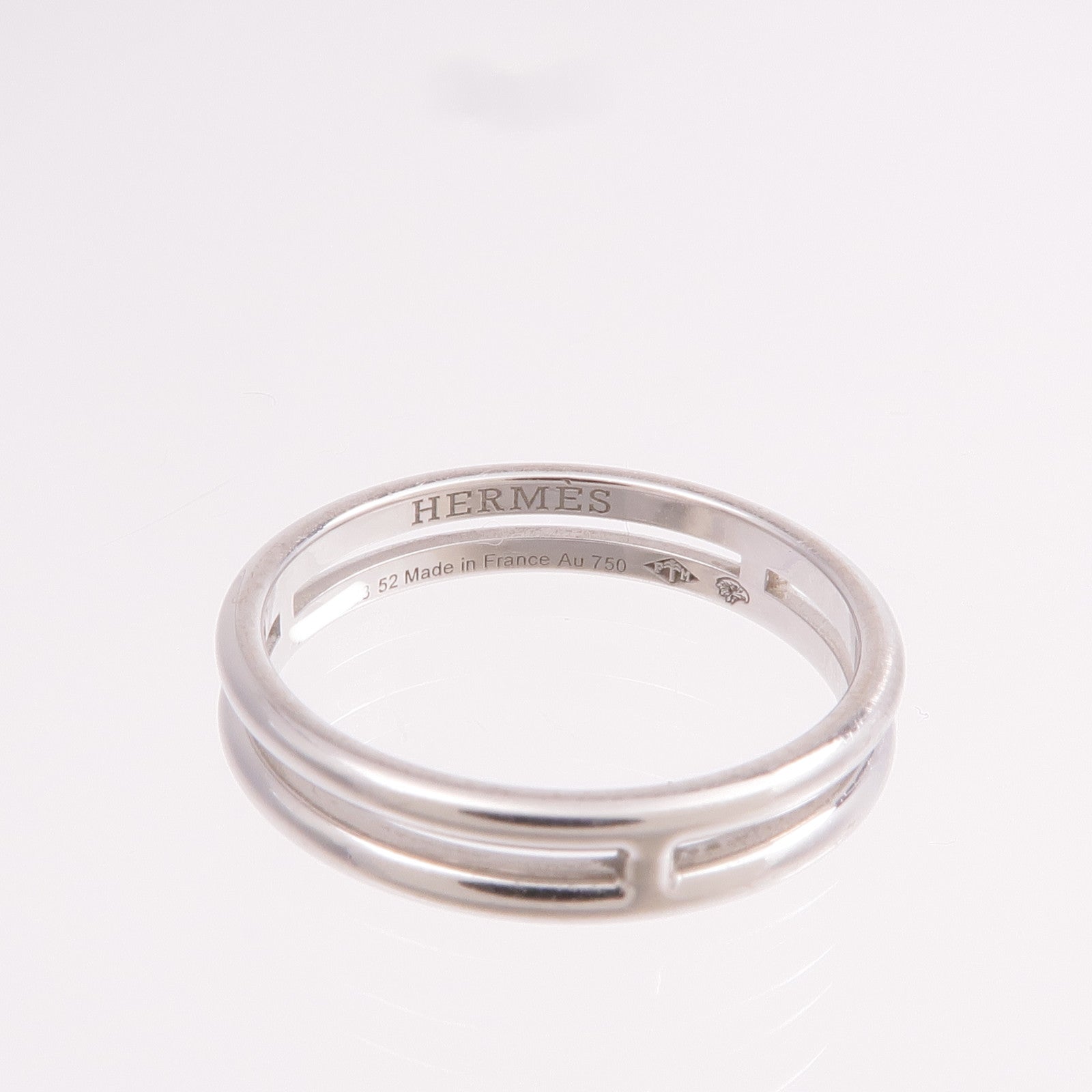HERMES 【激減優惠】18K白金Ariane Ring戒指Hermes#52/US#6