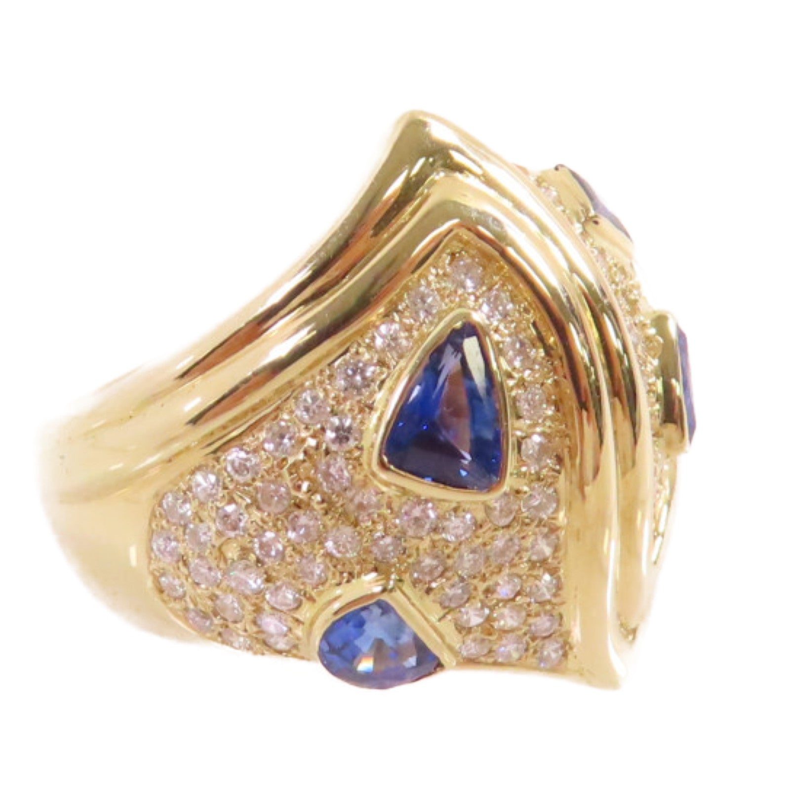 JEWELRY 【激減優惠】18K黃金/1.63ct藍寶石/0.68ct鑽石Sapphire Ring戒指US#6.75