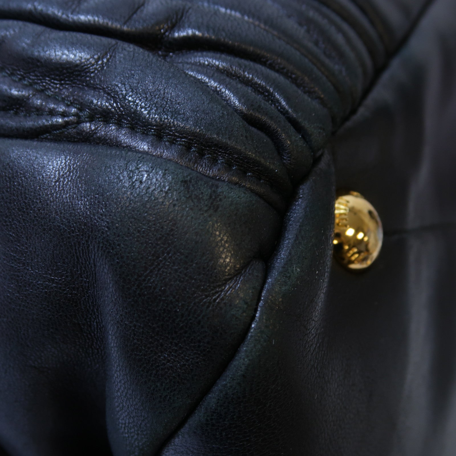 Miu Miu 牛皮皮革Shoulder Bag金扣手挽肩背兩用袋黑色
