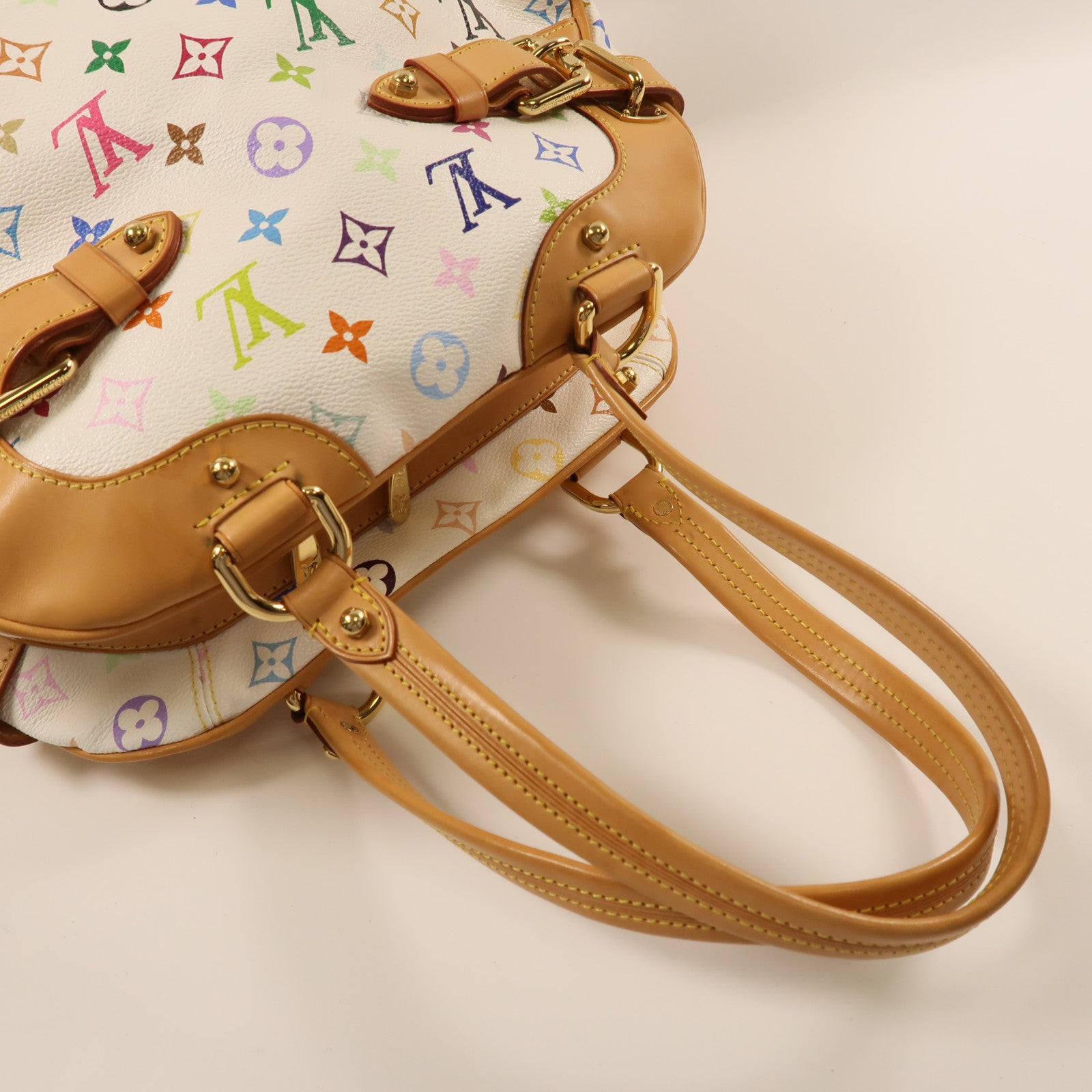 LOUIS VUITTON Monogram Multicolore Claudia金扣肩背袋白色/彩色