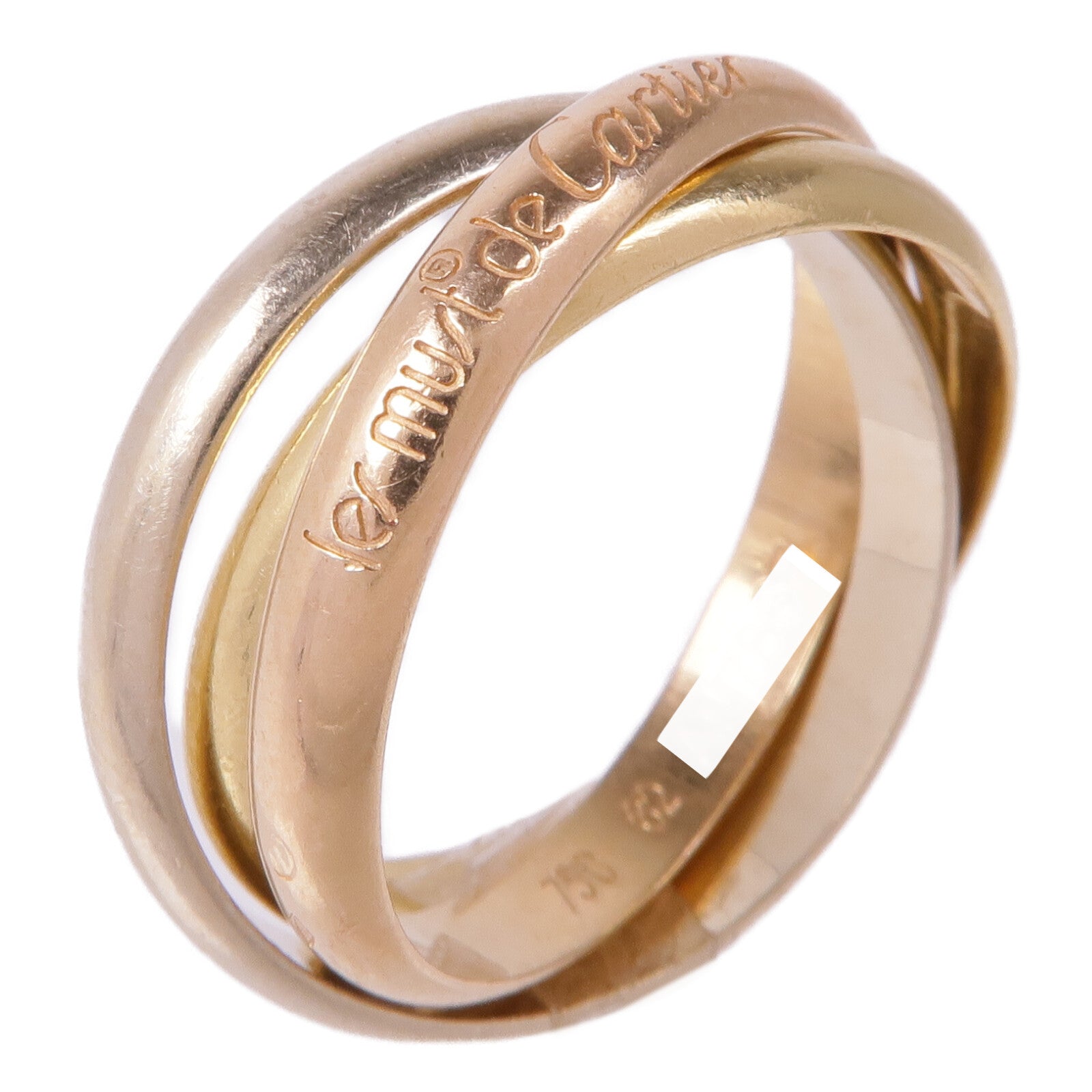 CARTIER 18K黃金/白金/玫瑰金Trinity戒指Cartier#62/US#9.75
