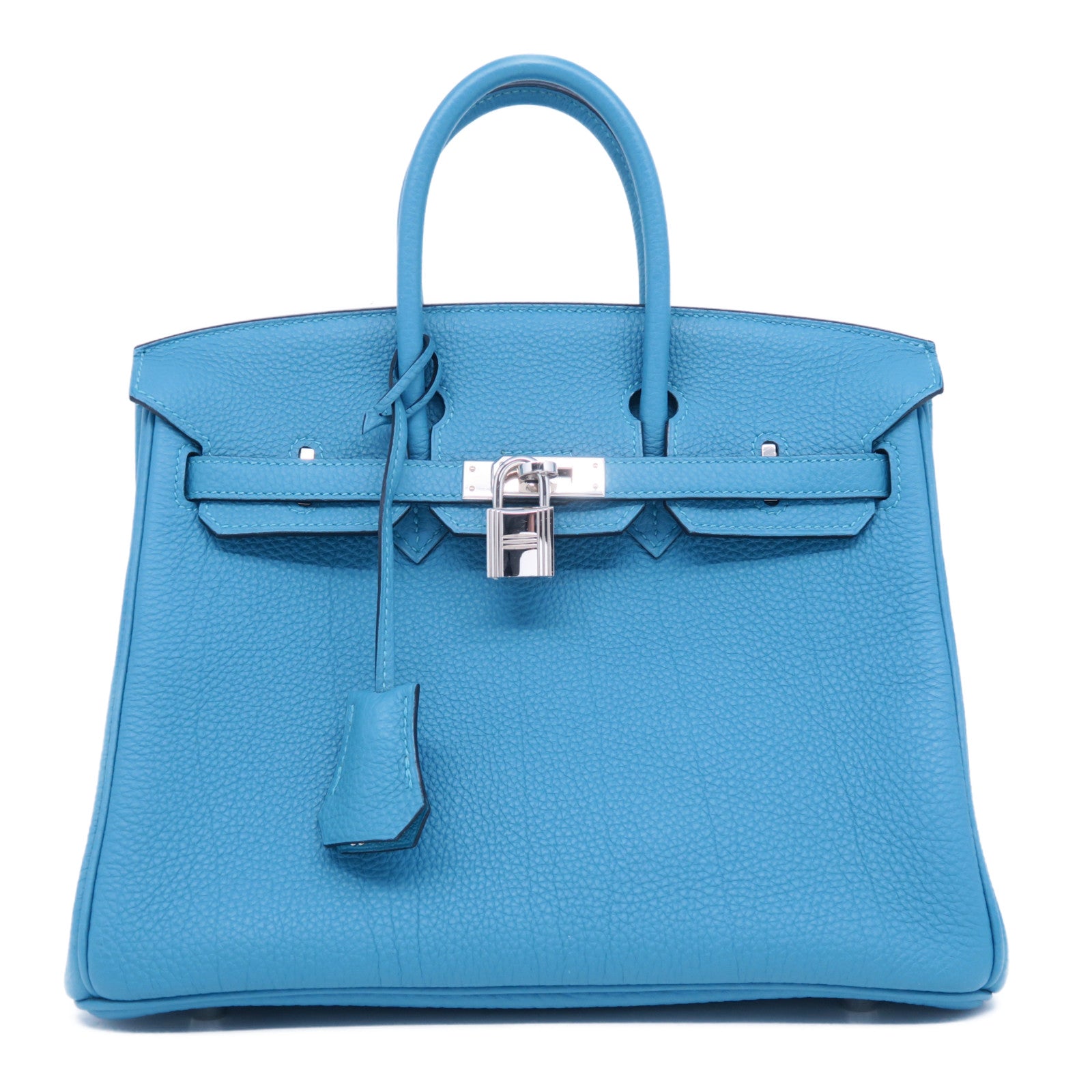 HERMES 【激減優惠】Togo皮革Birkin 25銀扣手挽袋土耳其亮藍