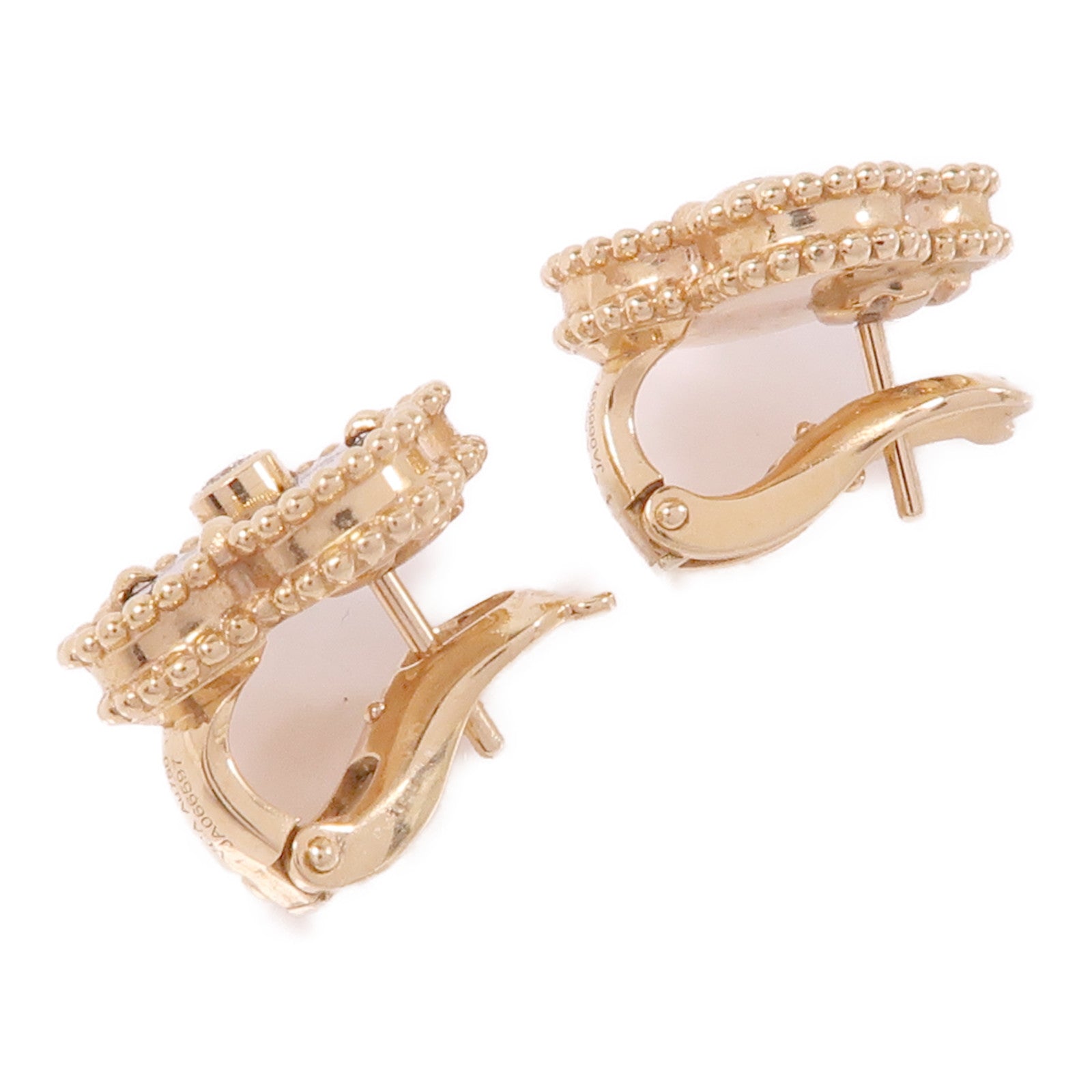 Van Cleef & Arpels 18K玫瑰金Vintage Alhambra Earrings鑽石/縞瑪瑙耳環