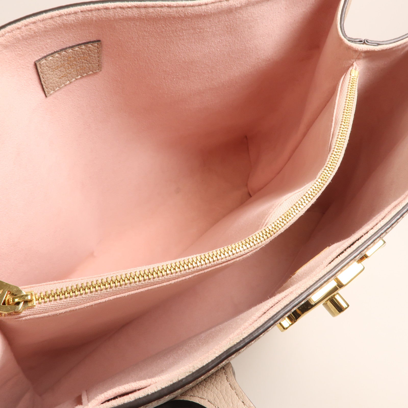 LOUIS VUITTON 【激減優惠】牛皮皮革Lookme Shopper Bag金扣手挽袋米色