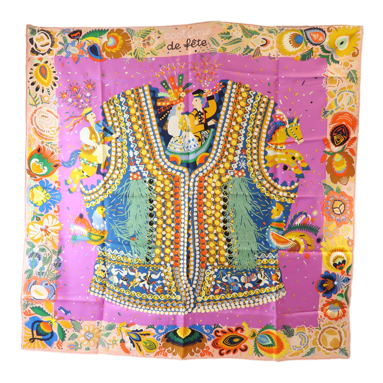 HERMES Scarf 90X90 Silk Multicolor