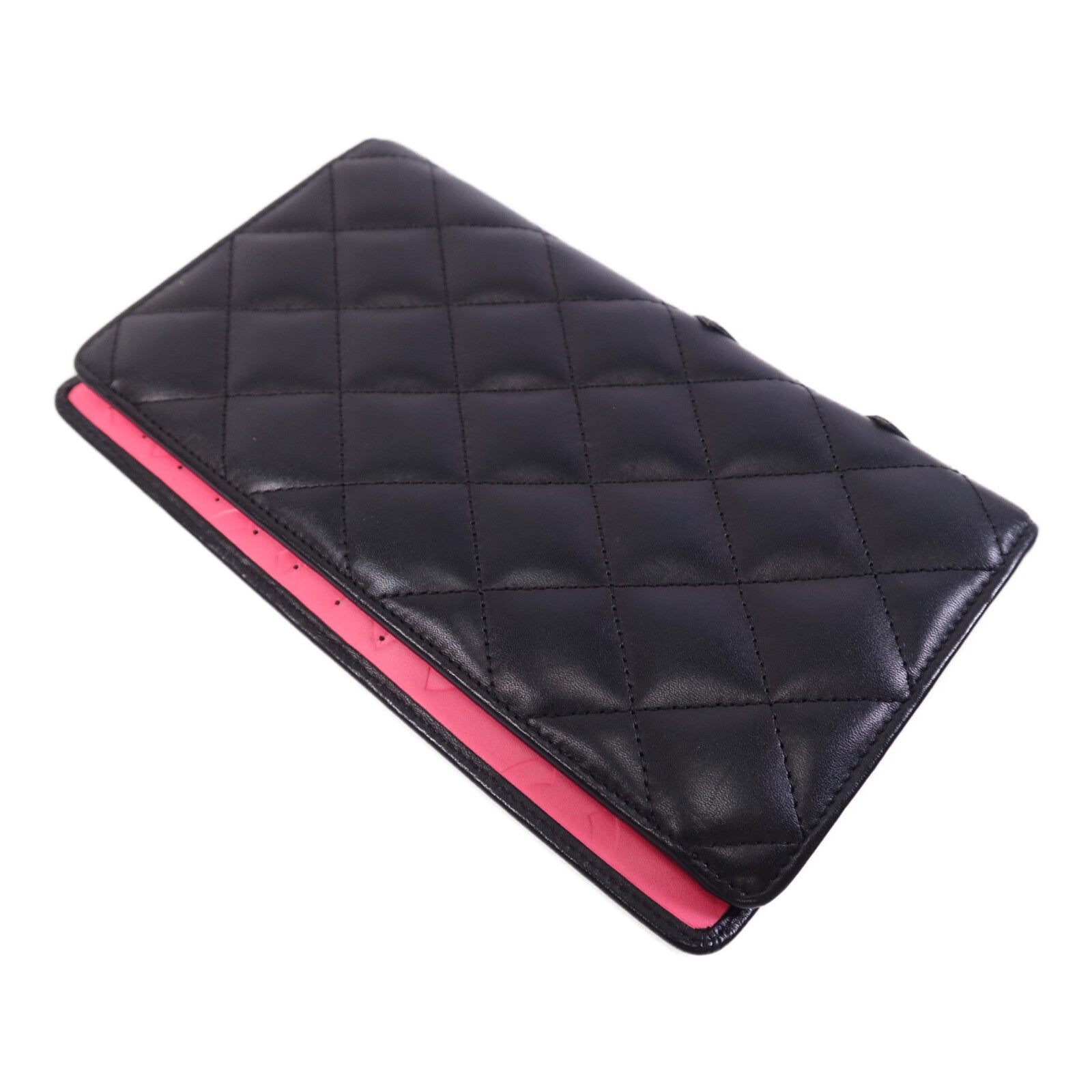 CHANEL 羊皮皮革Cambon Wallet銀扣長錢包