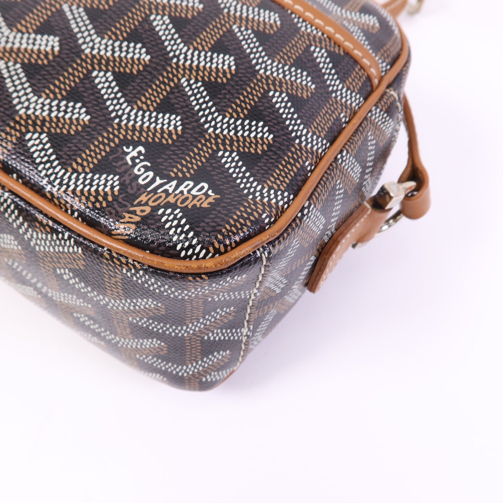 GOYARD 塗層帆布Cap-Vert PM銀扣肩背袋