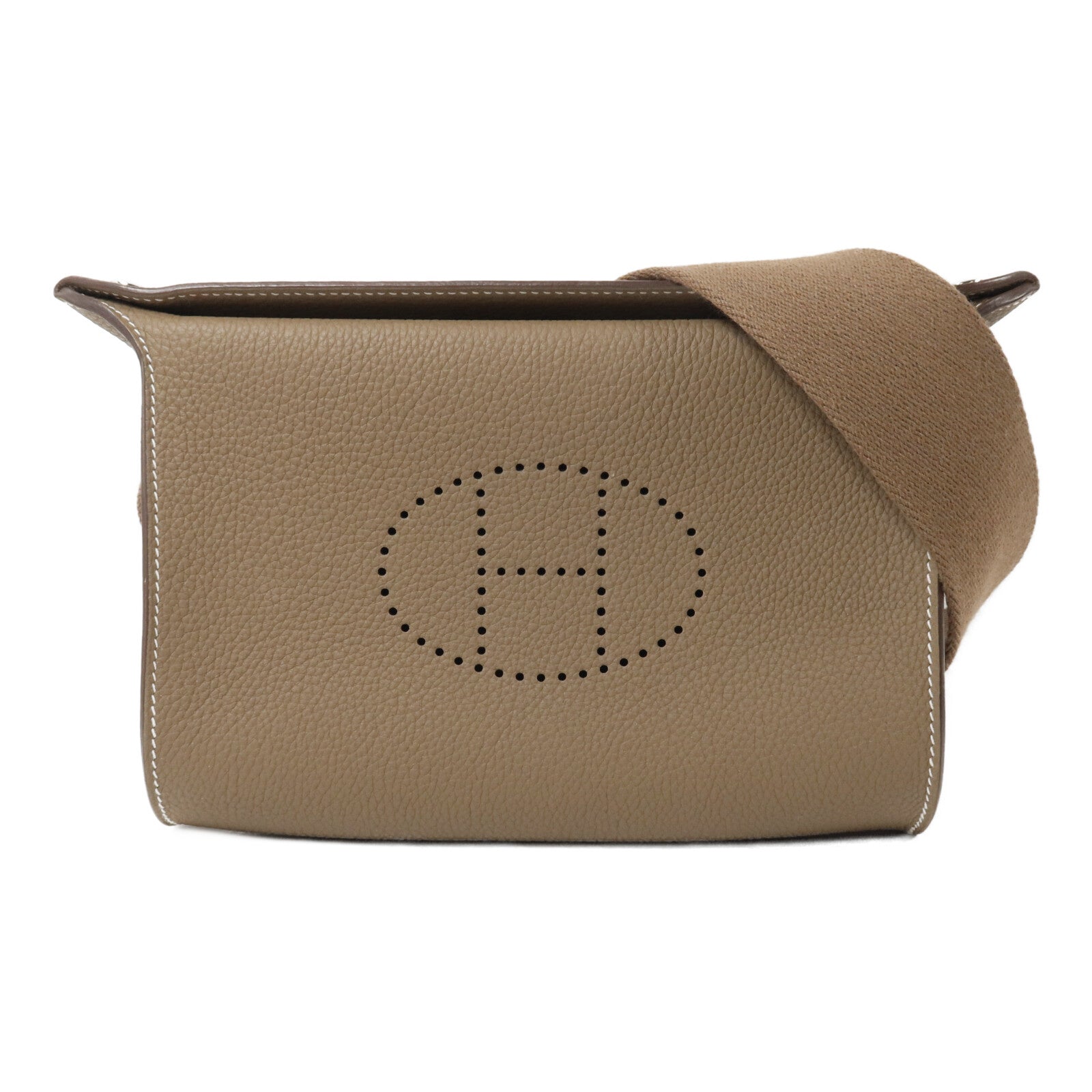 HERMES Togo皮革Videpoches肩背袋Etoupe