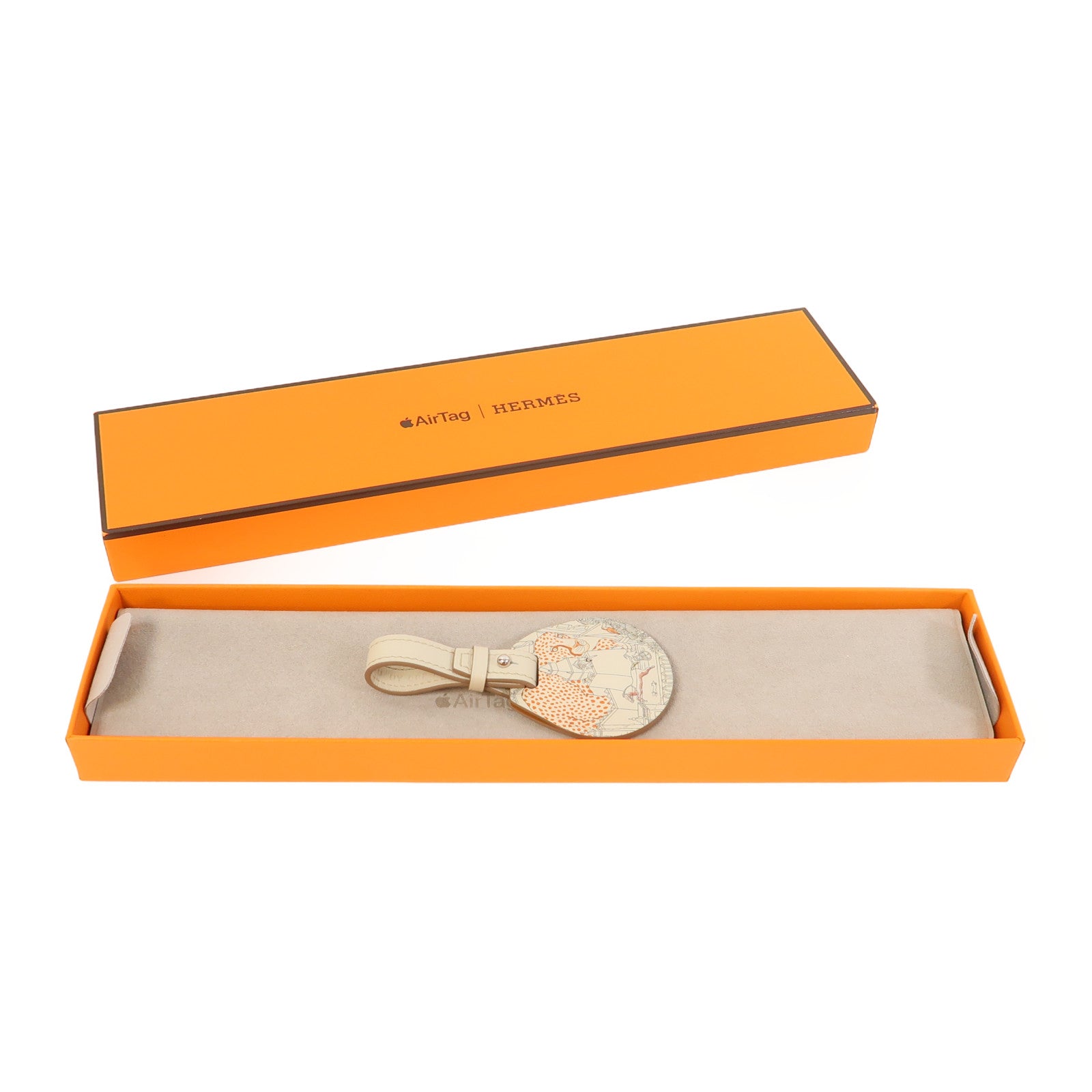 HERMES Swift皮革Air Tag掛飾冰川白色