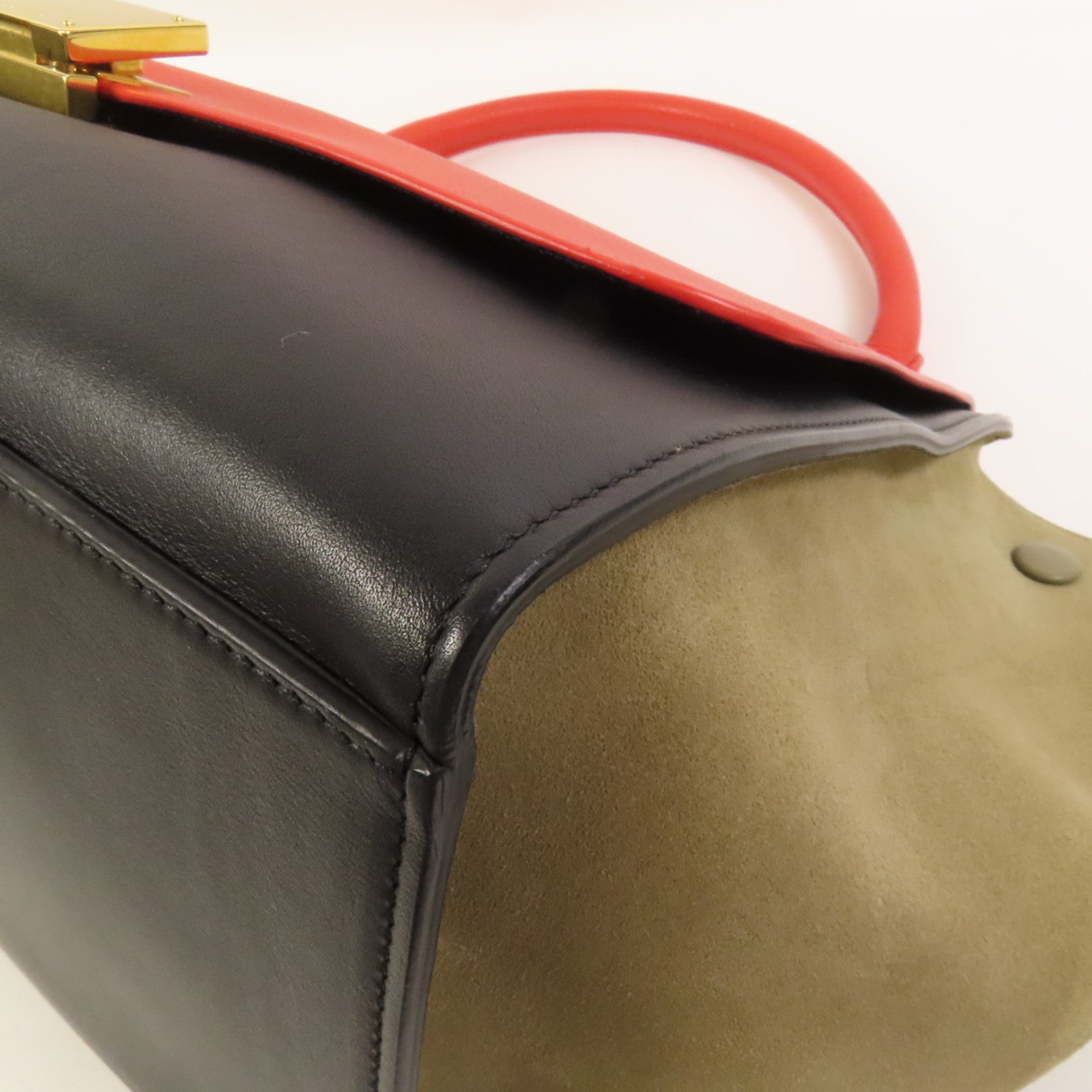 CELINE 牛皮皮革/麂皮皮革Trapeze金扣手挽肩背兩用袋