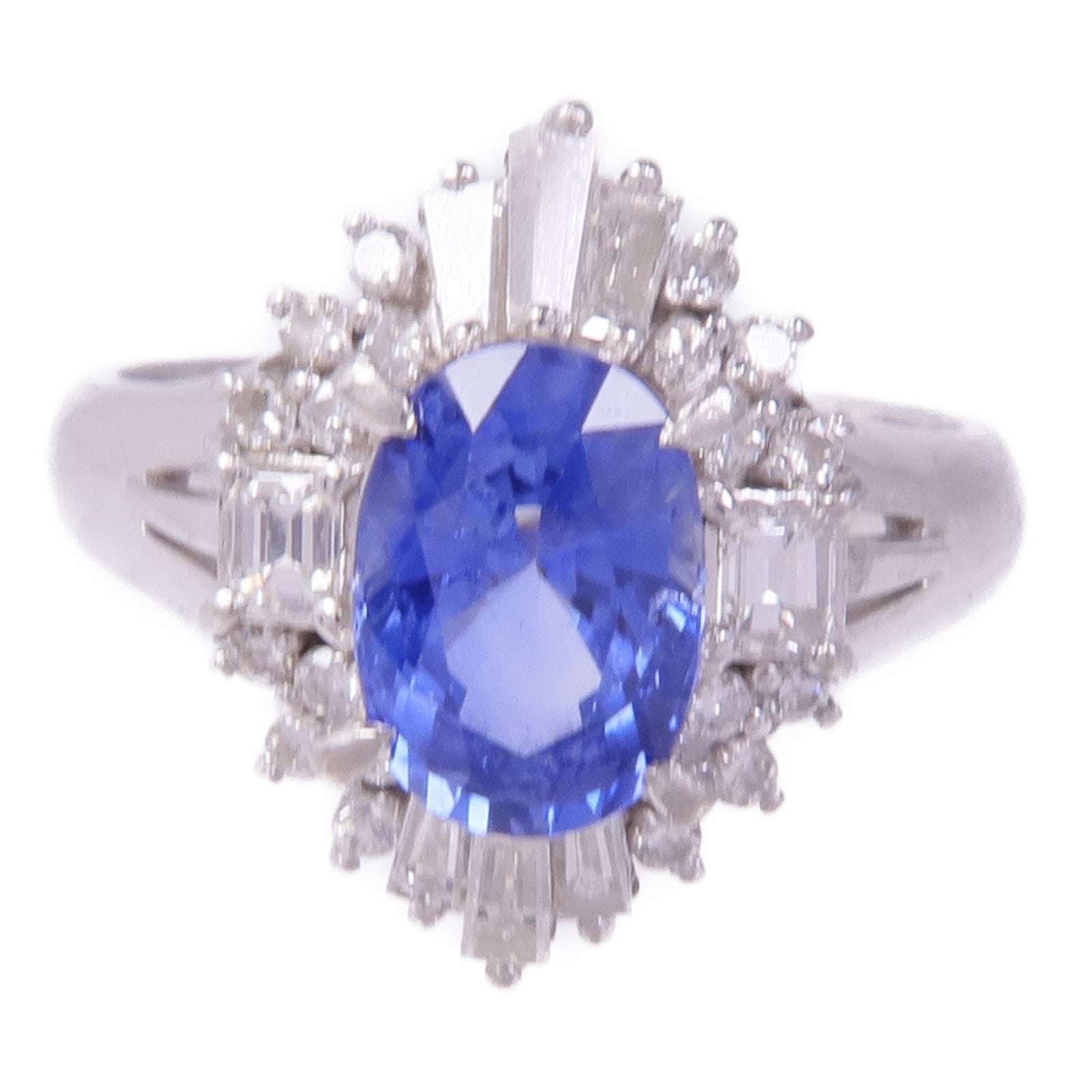 JEWELRY PT900鉑金Sapphire Diamond Ring藍寶石/鑽石戒指US#5.75