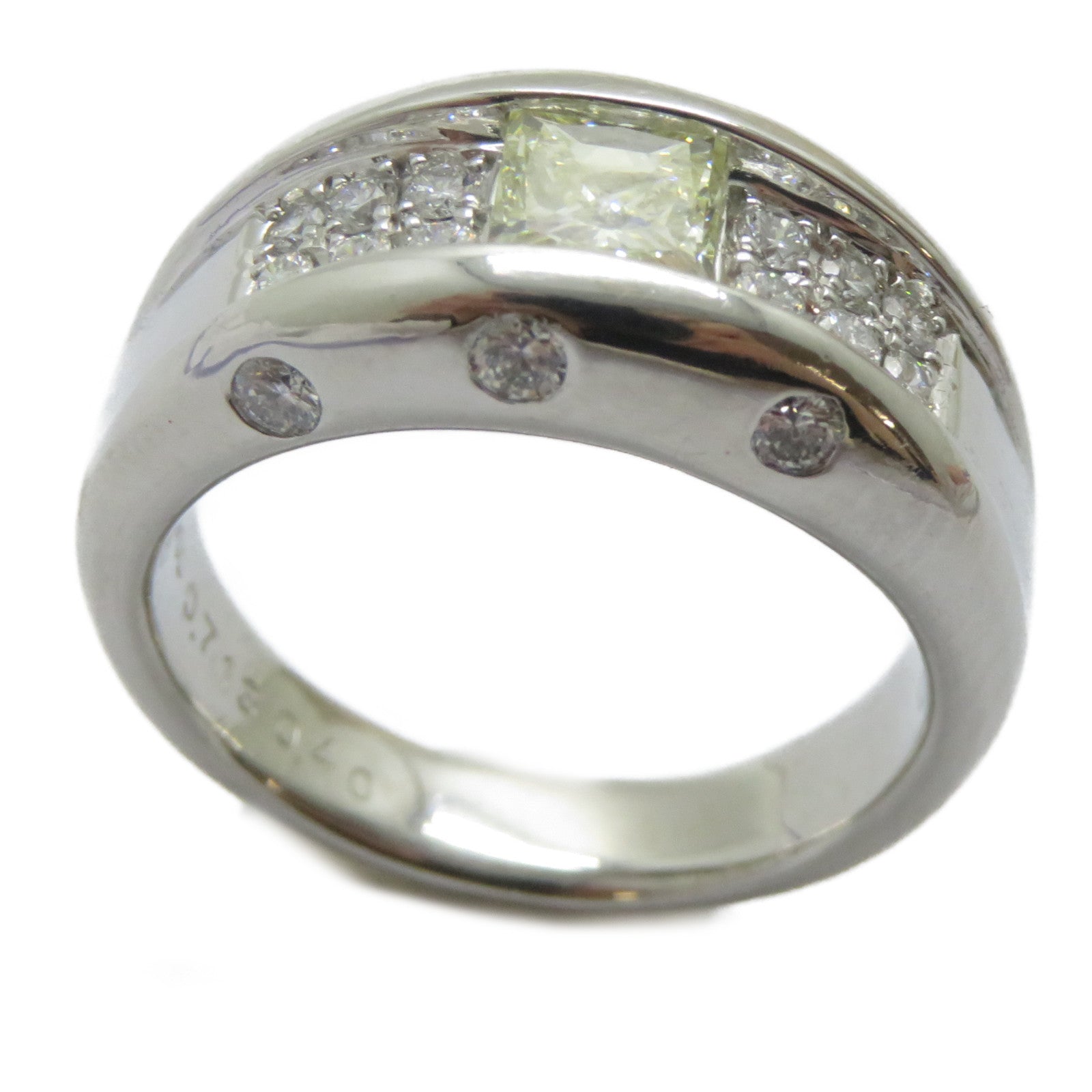 JEWELRY PT900鉑金Color Stone Ring 0.713ct黃色寶石/0.4ct鑽石戒指US#6.75