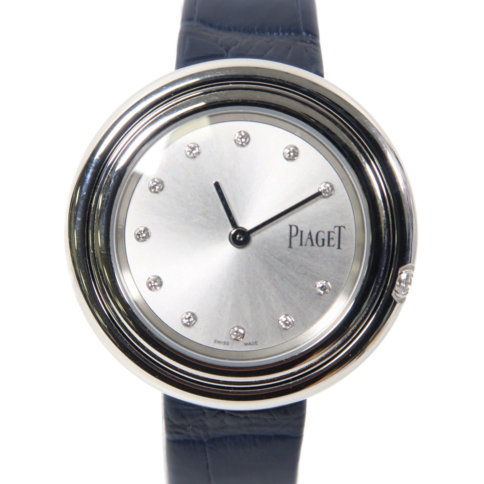 PIAGET Possession不鏽鋼/皮革手錶石英機芯銀色