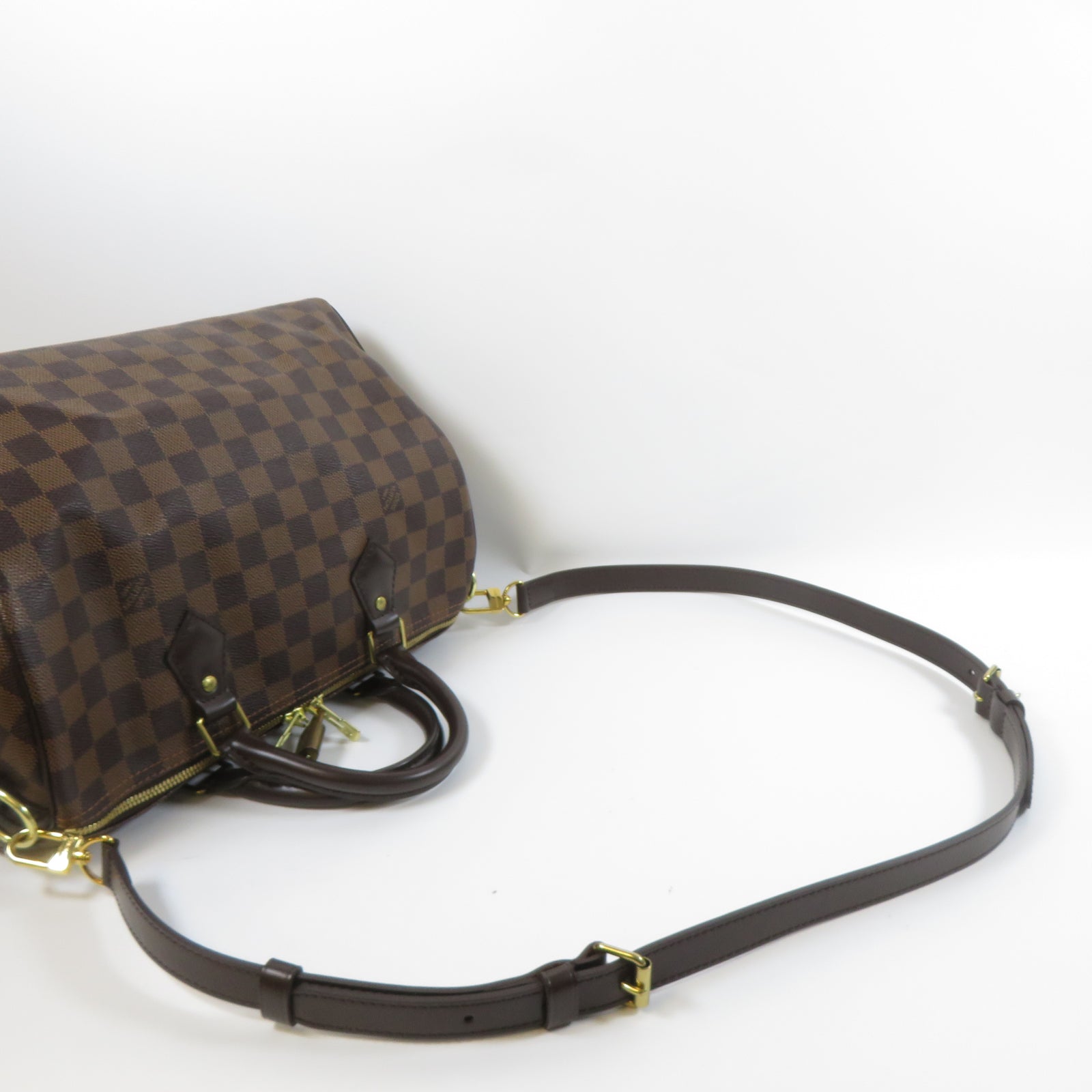 LOUIS VUITTON 【激減優惠】Damier Speedy Bandouliere 30金扣手挽肩背兩用袋啡色