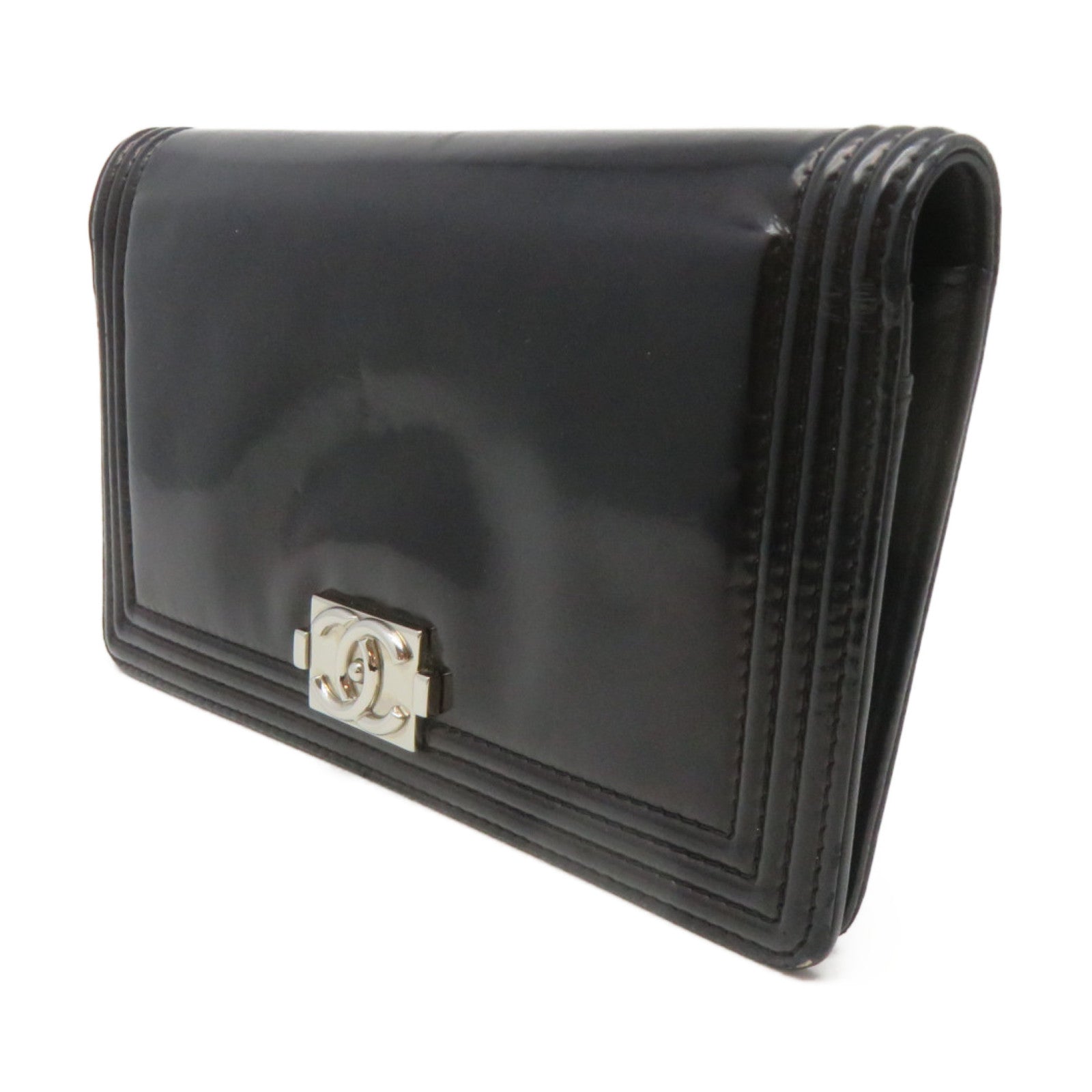CHANEL 【激減優惠】牛皮皮革Long Wallet銀扣長錢包黑色