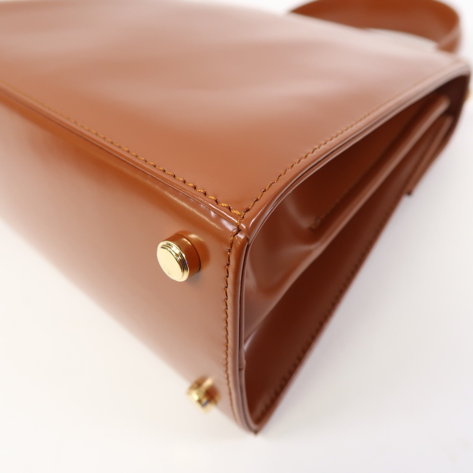 Salvatore Ferragamo 牛皮皮革Small Top Handle金扣手挽肩背兩用袋啡色