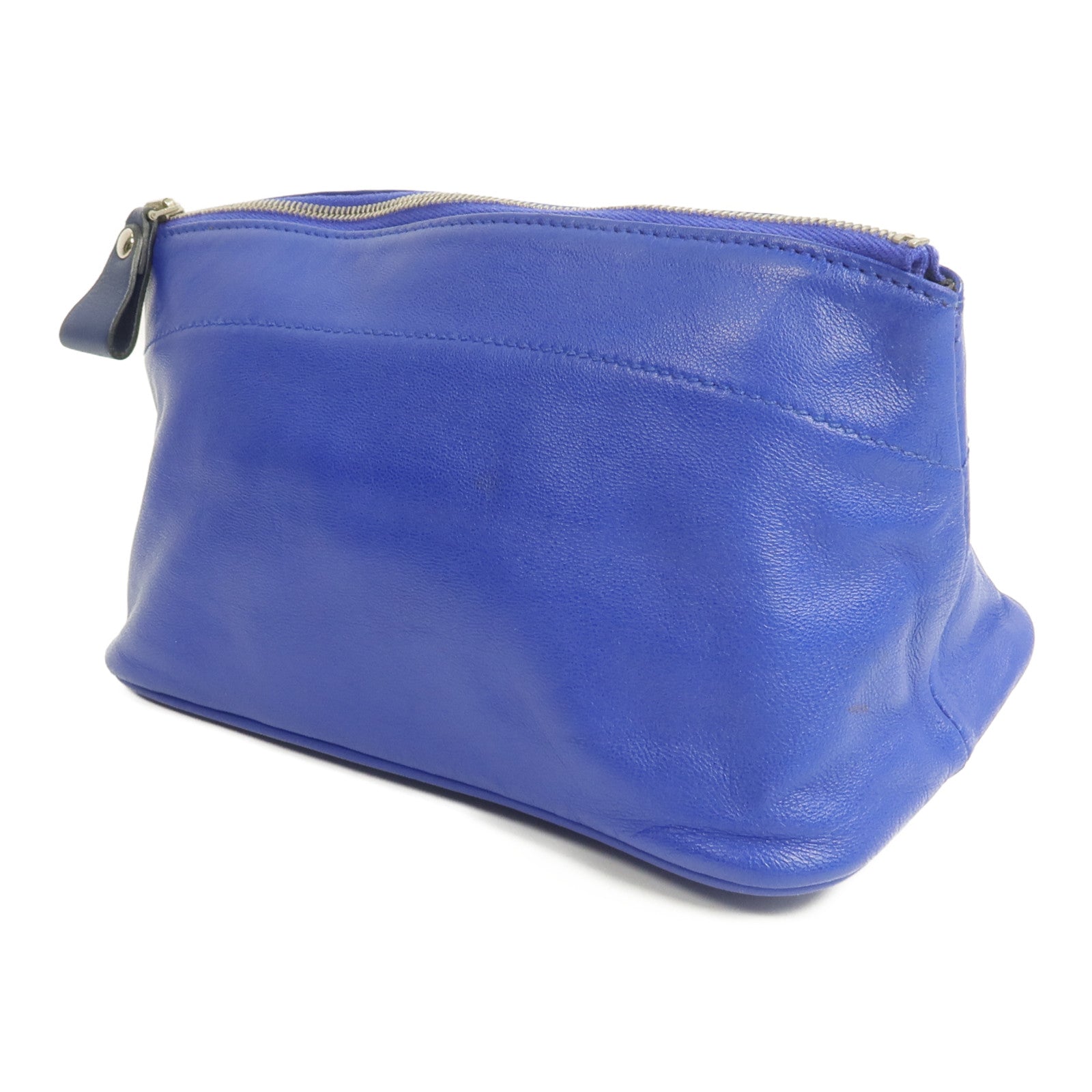 HERMES Milo皮革Tohubohu手拿包Bleu Electrique