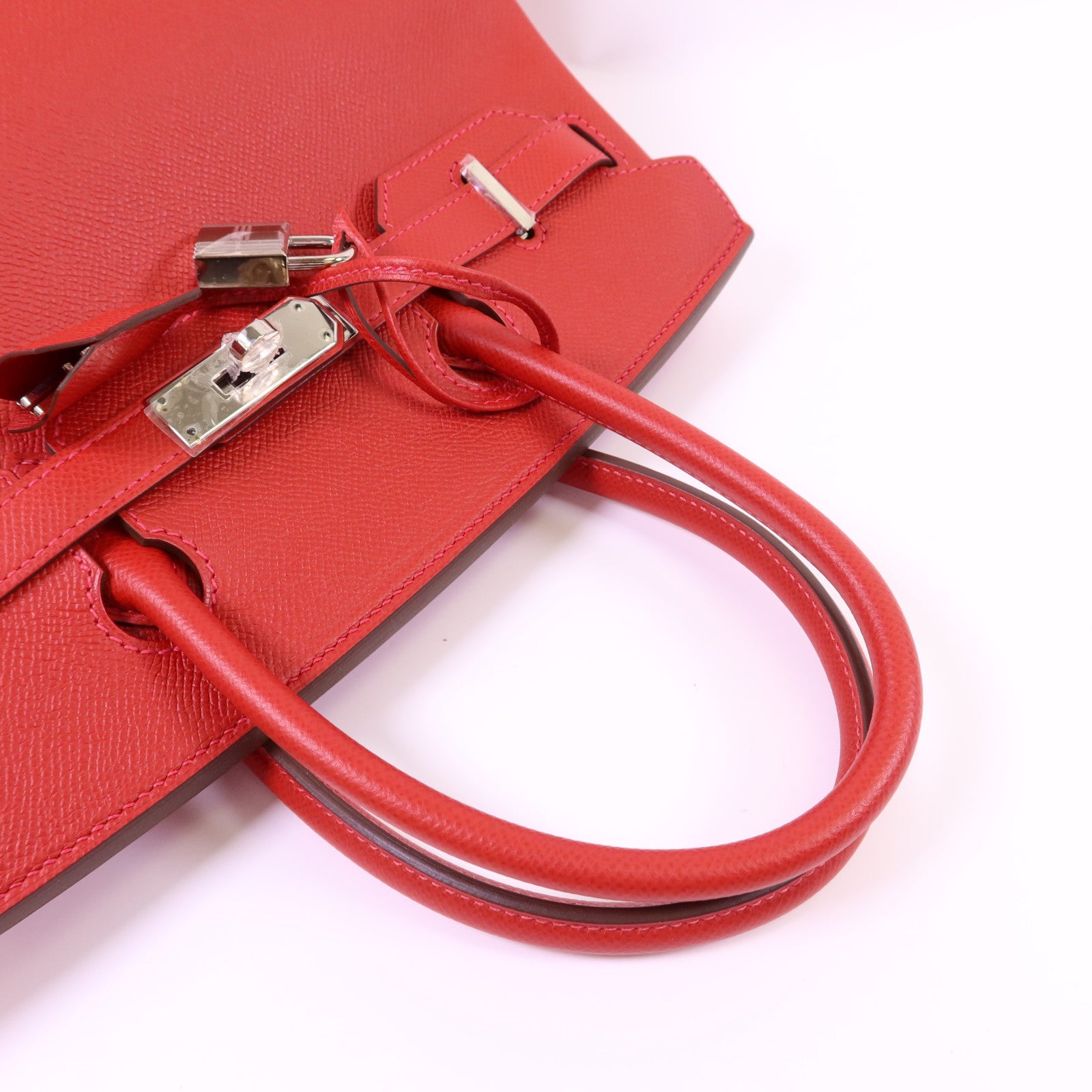 HERMES Epsom皮革Birkin 30銀扣手挽袋Rouge Casaque