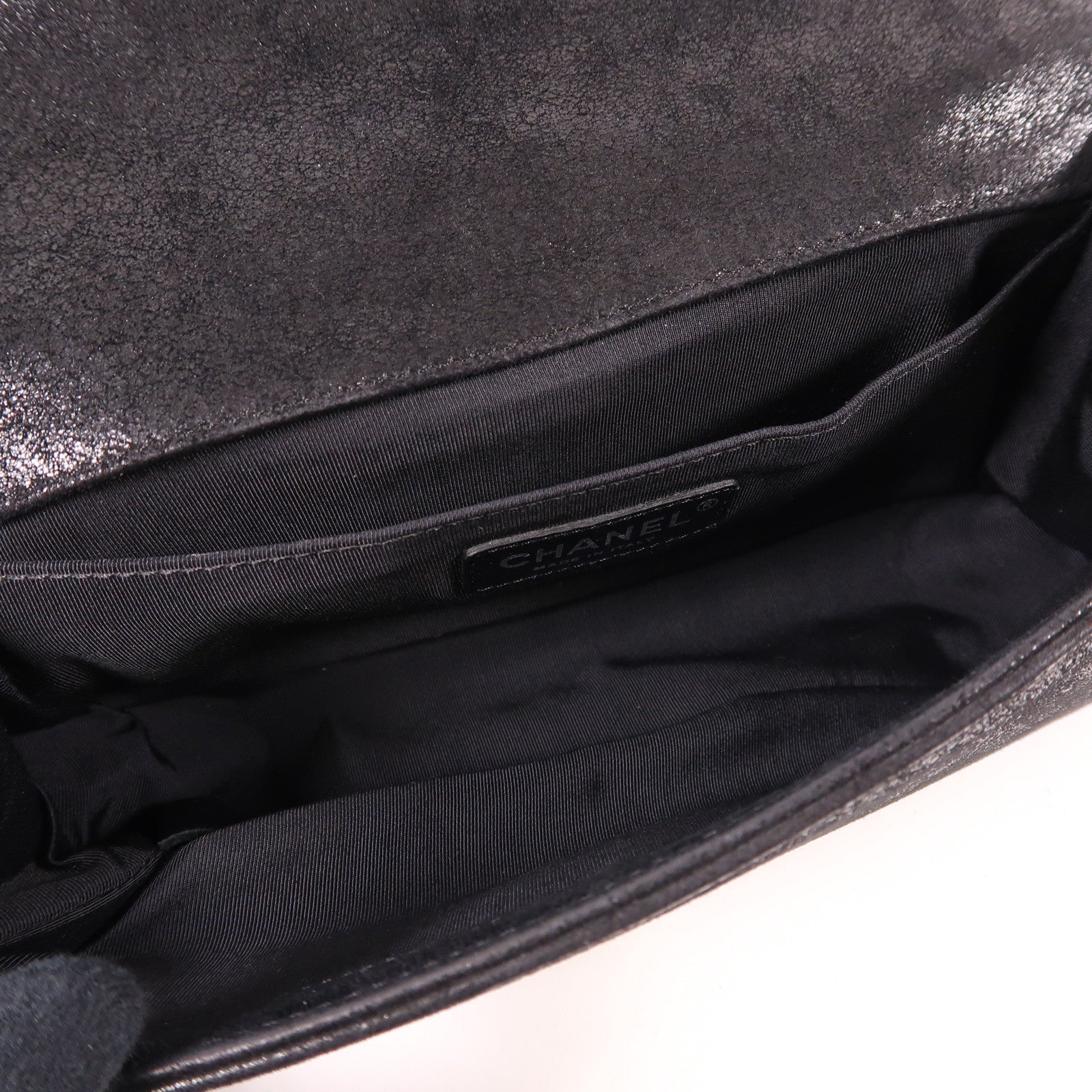 CHANEL 牛皮皮革Boy 25銀扣鏈帶肩背袋