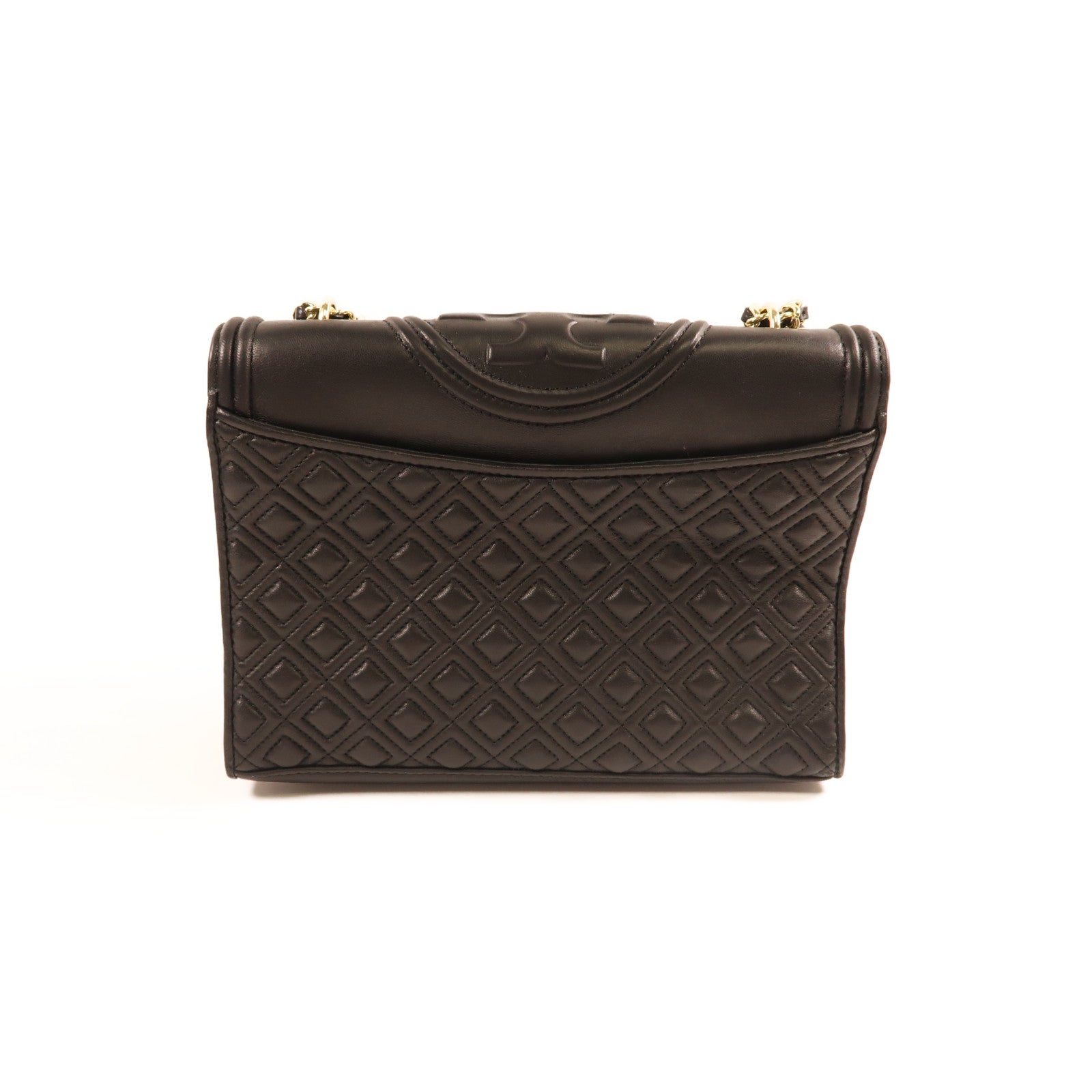 Tory Burch 羊皮皮革Chain Shoulder金扣鏈帶肩背袋黑色