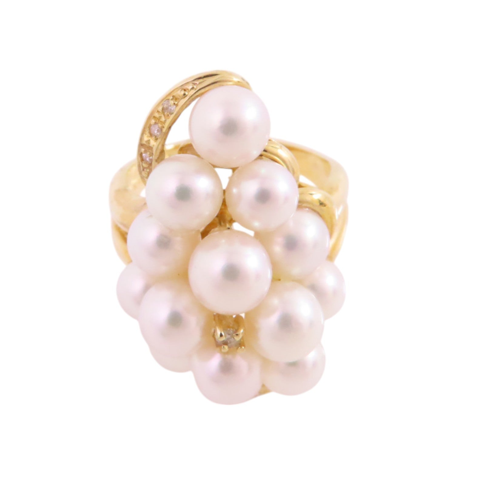 JEWELRY 18K黃金/珍珠/鑽石Pearl Diamond Ring戒指US#7.25