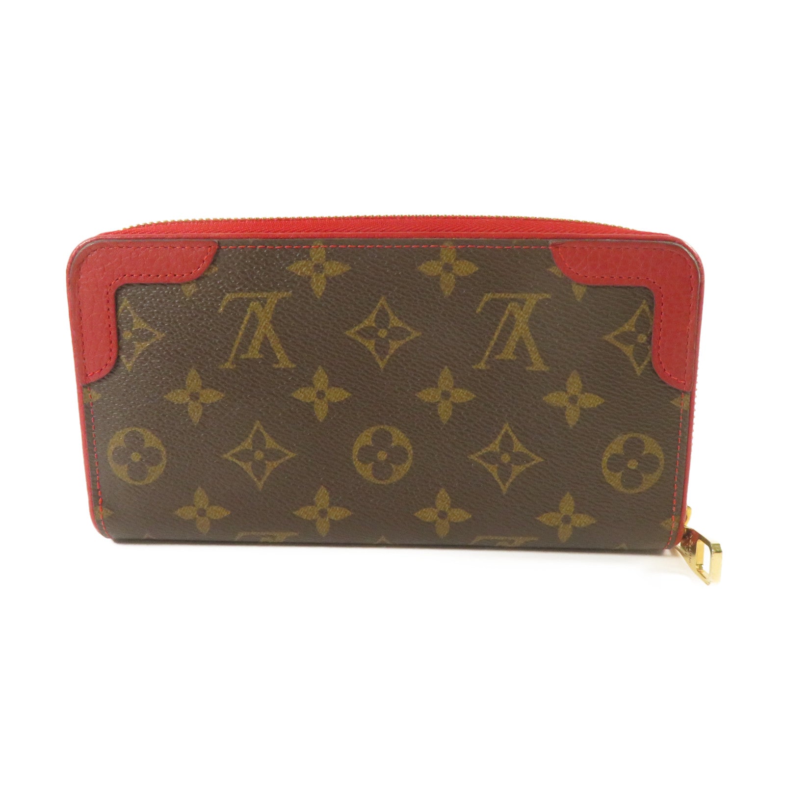 LOUIS VUITTON 【激減優惠】Monogram Zippy Wallet Retiro金扣長錢包紅色/啡色