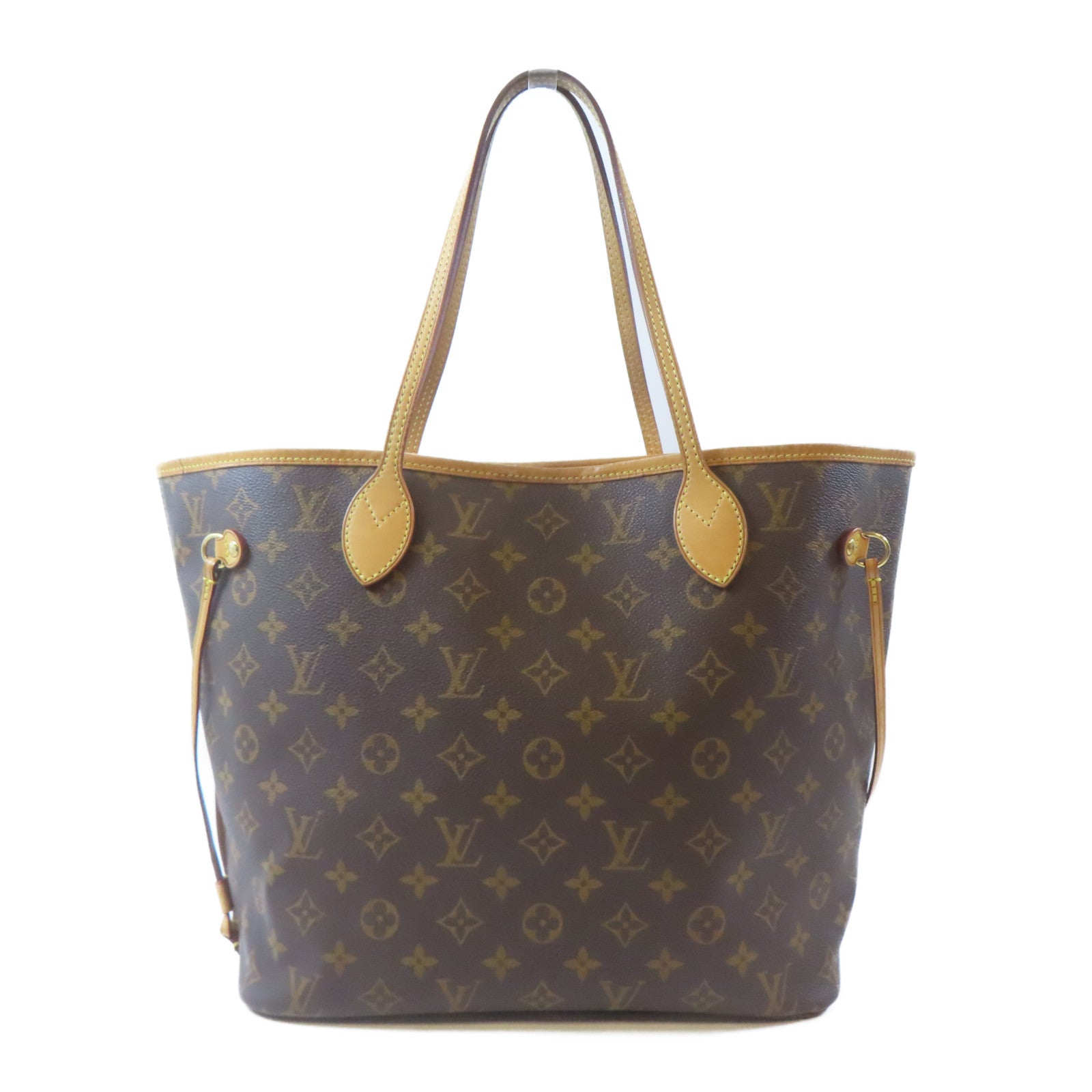 LOUIS VUITTON Monogram Neverfull MM金扣手挽袋啡色