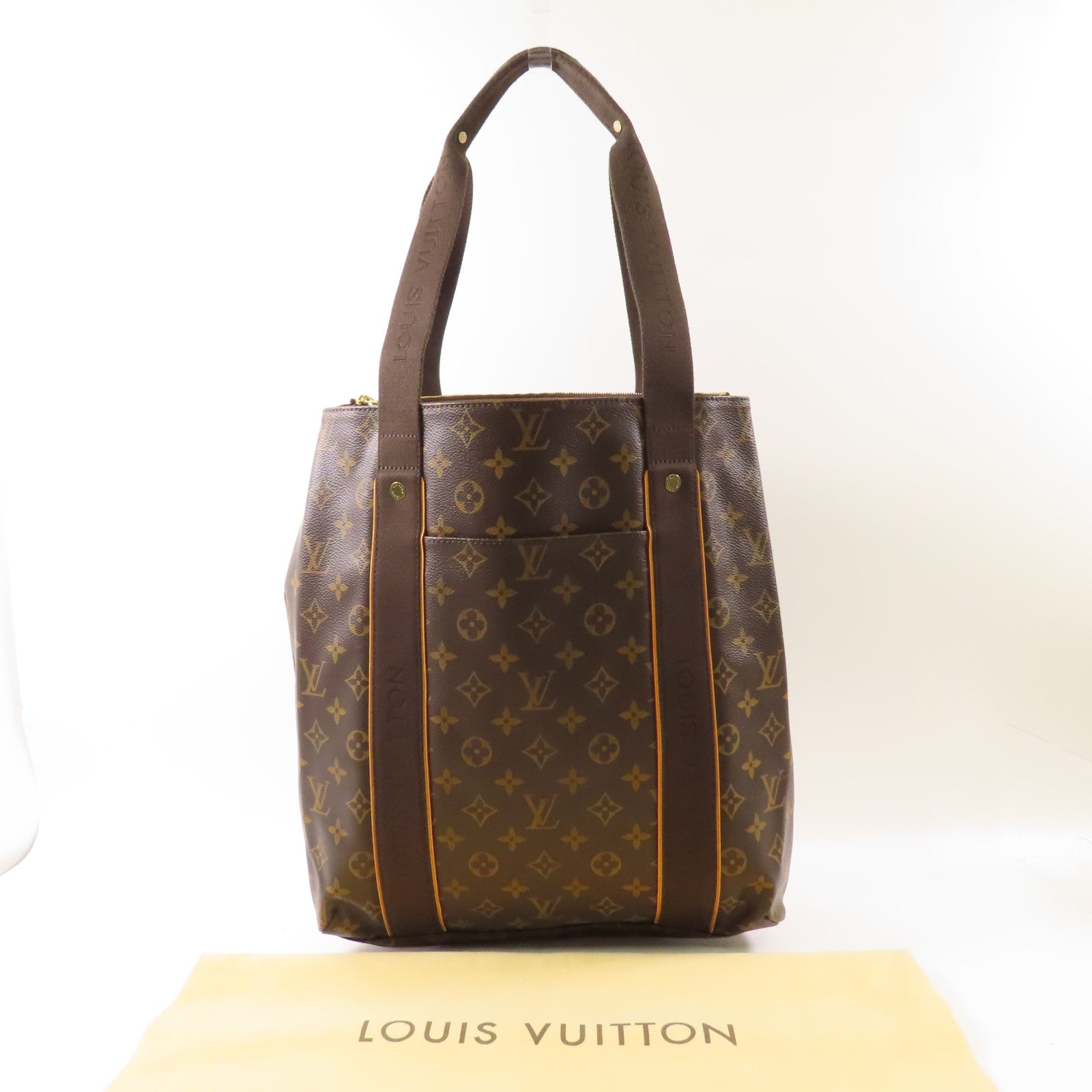 LOUIS VUITTON Monogram Cabas Beaubourg金扣肩背袋棕色