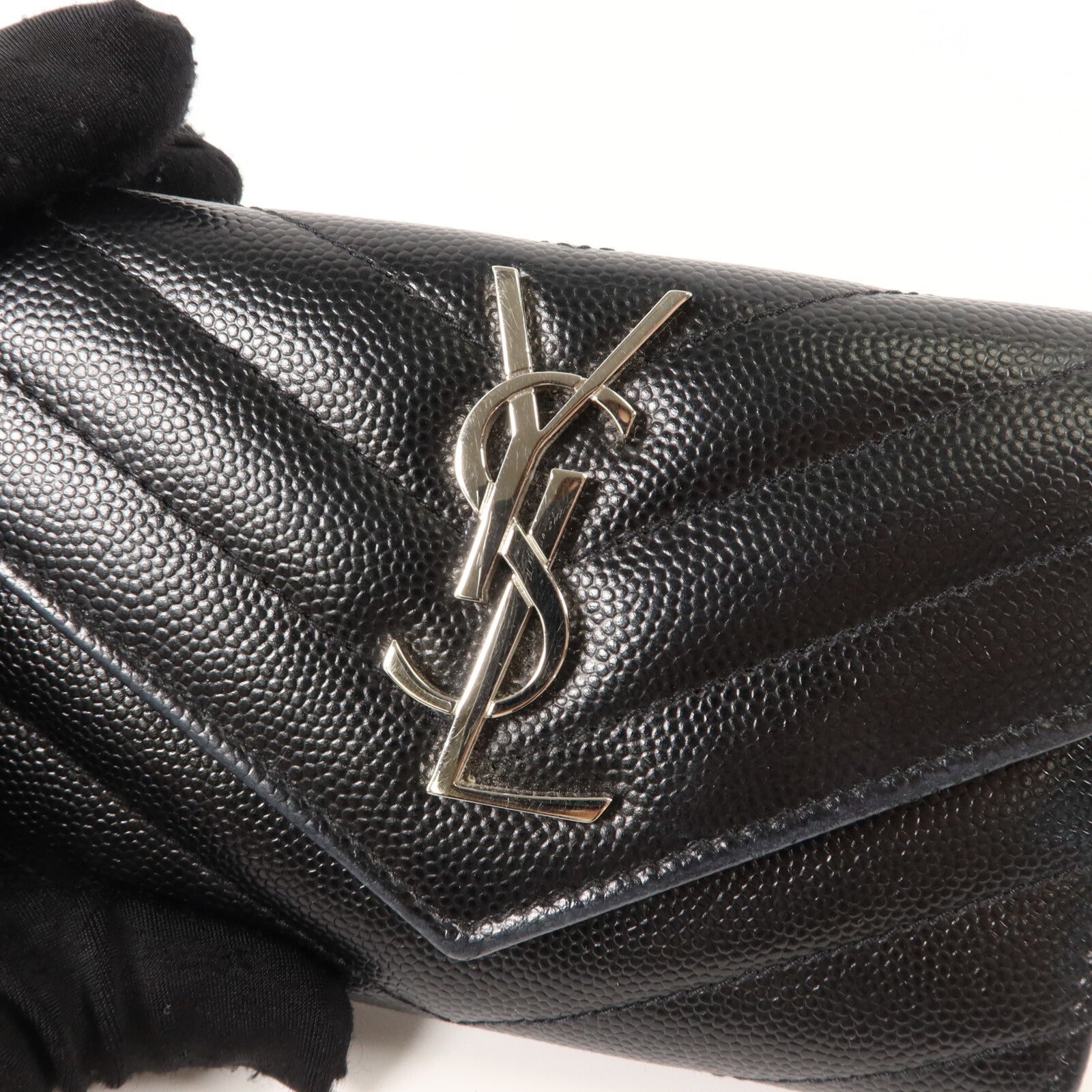 SAINT LAURENT 牛皮皮革Cassandre Matelasse Small Wallet錢包