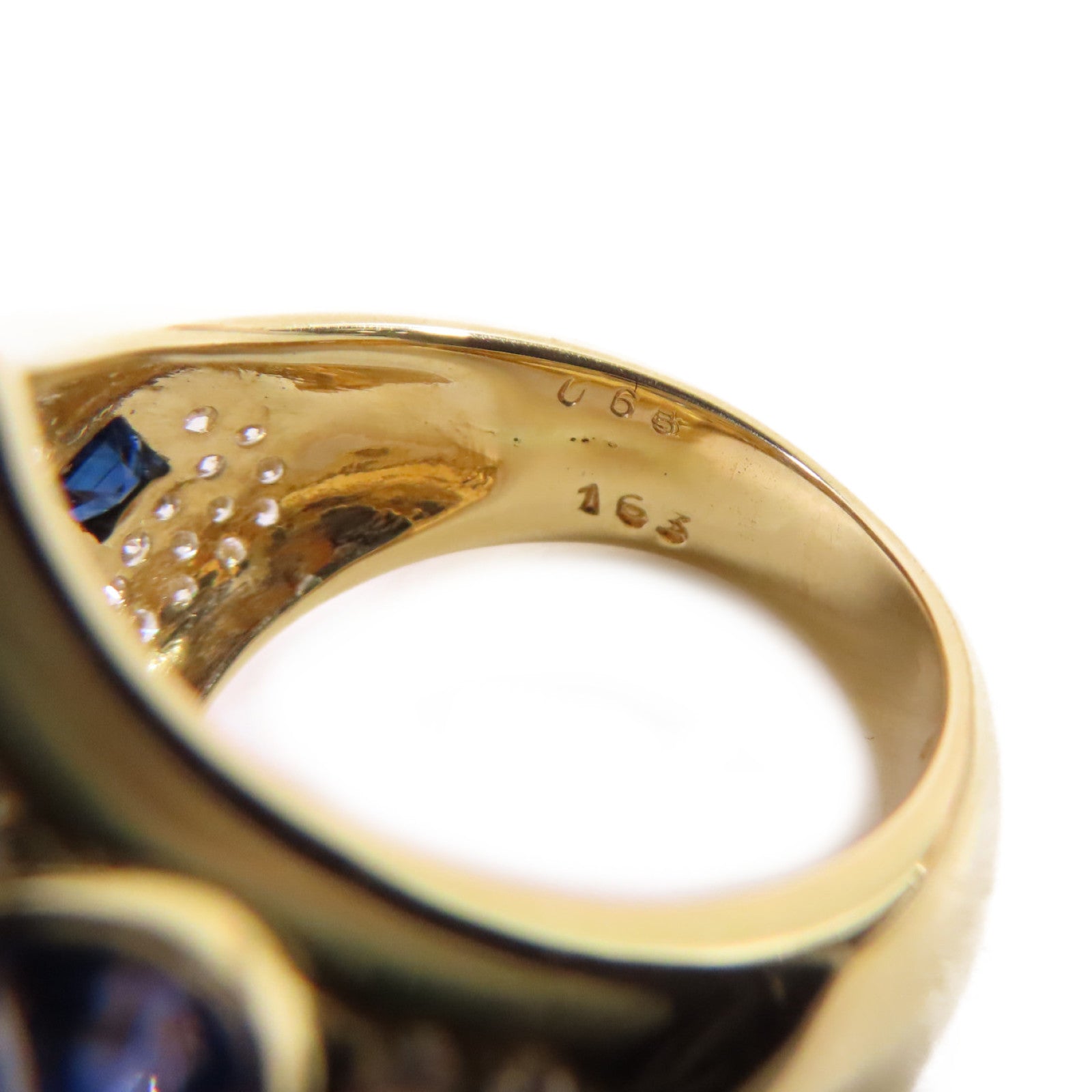 JEWELRY 【激減優惠】18K黃金/1.63ct藍寶石/0.68ct鑽石Sapphire Ring戒指US#6.75