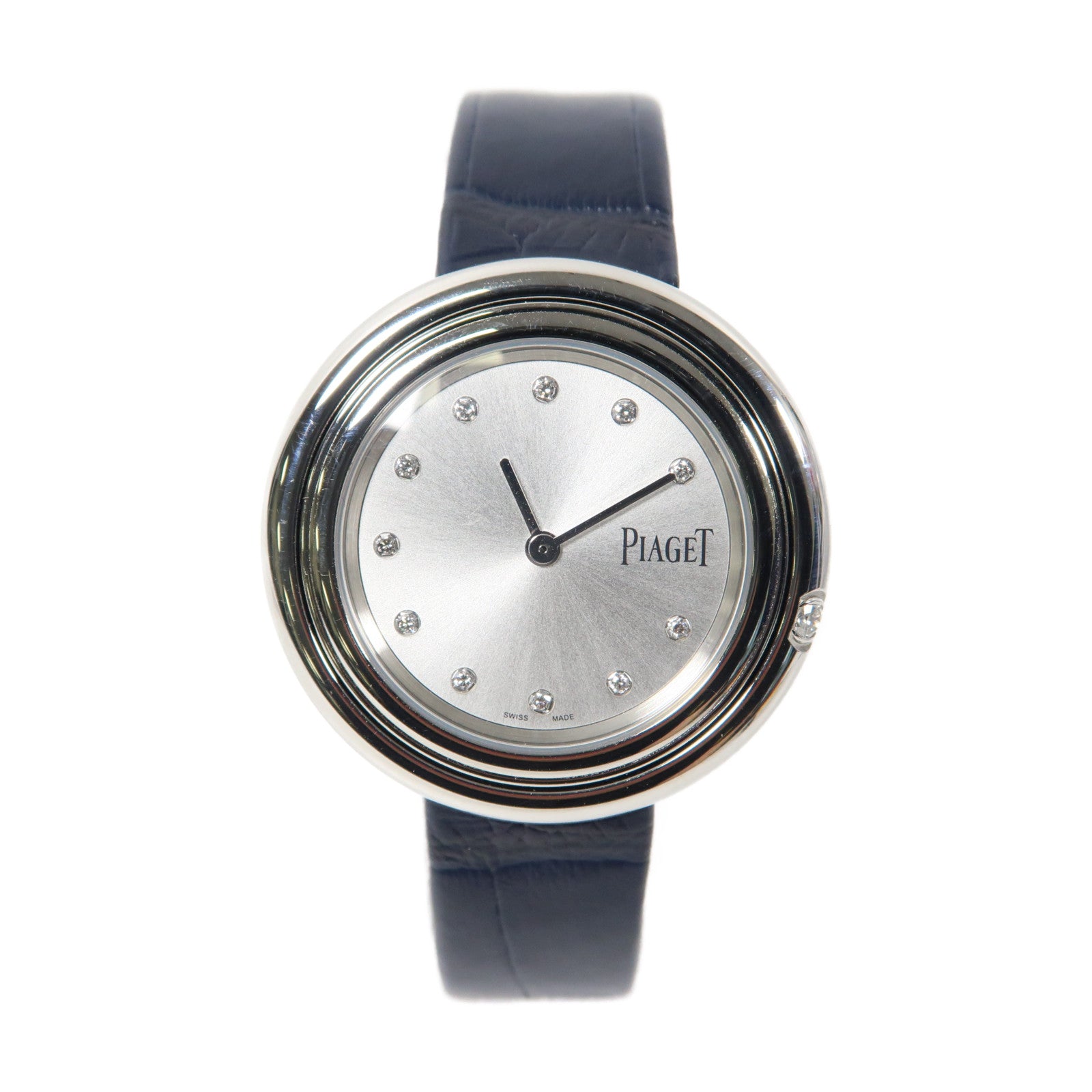 PIAGET Possession不鏽鋼/皮革手錶石英機芯銀色