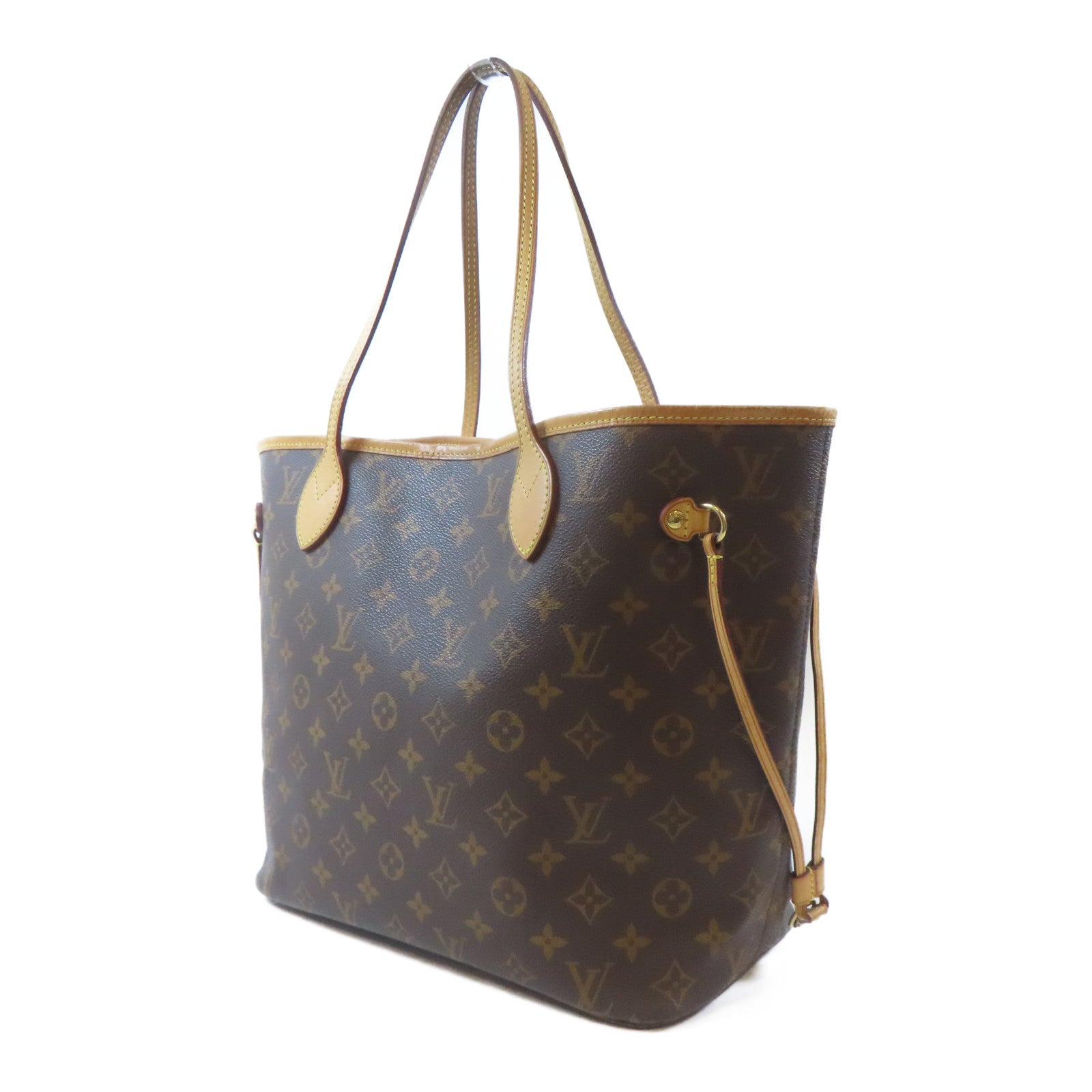 LOUIS VUITTON Monogram Neverfull MM金扣手挽袋啡色