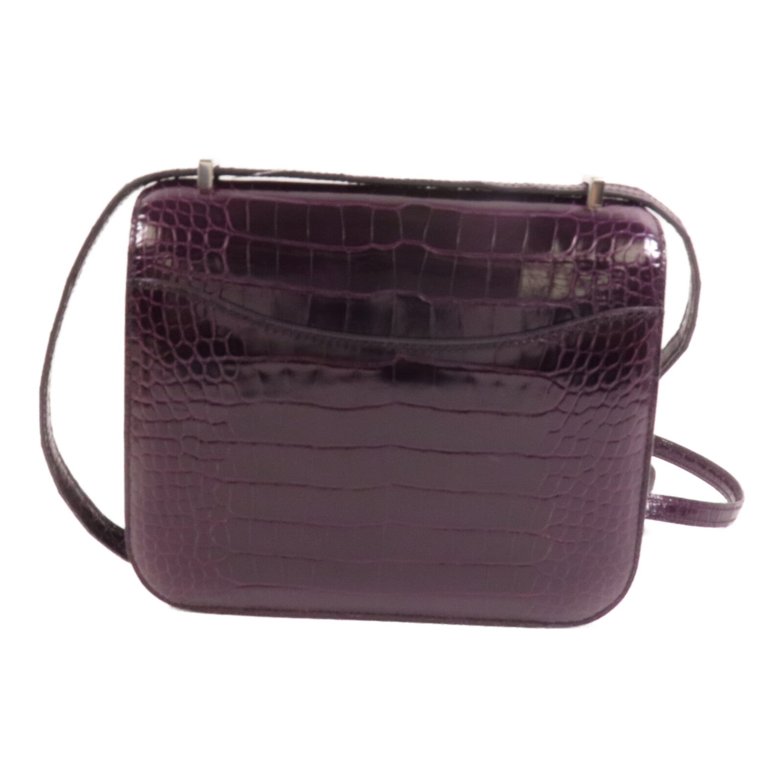 HERMES 皮革Constance Mini銀扣肩背袋Amethyst