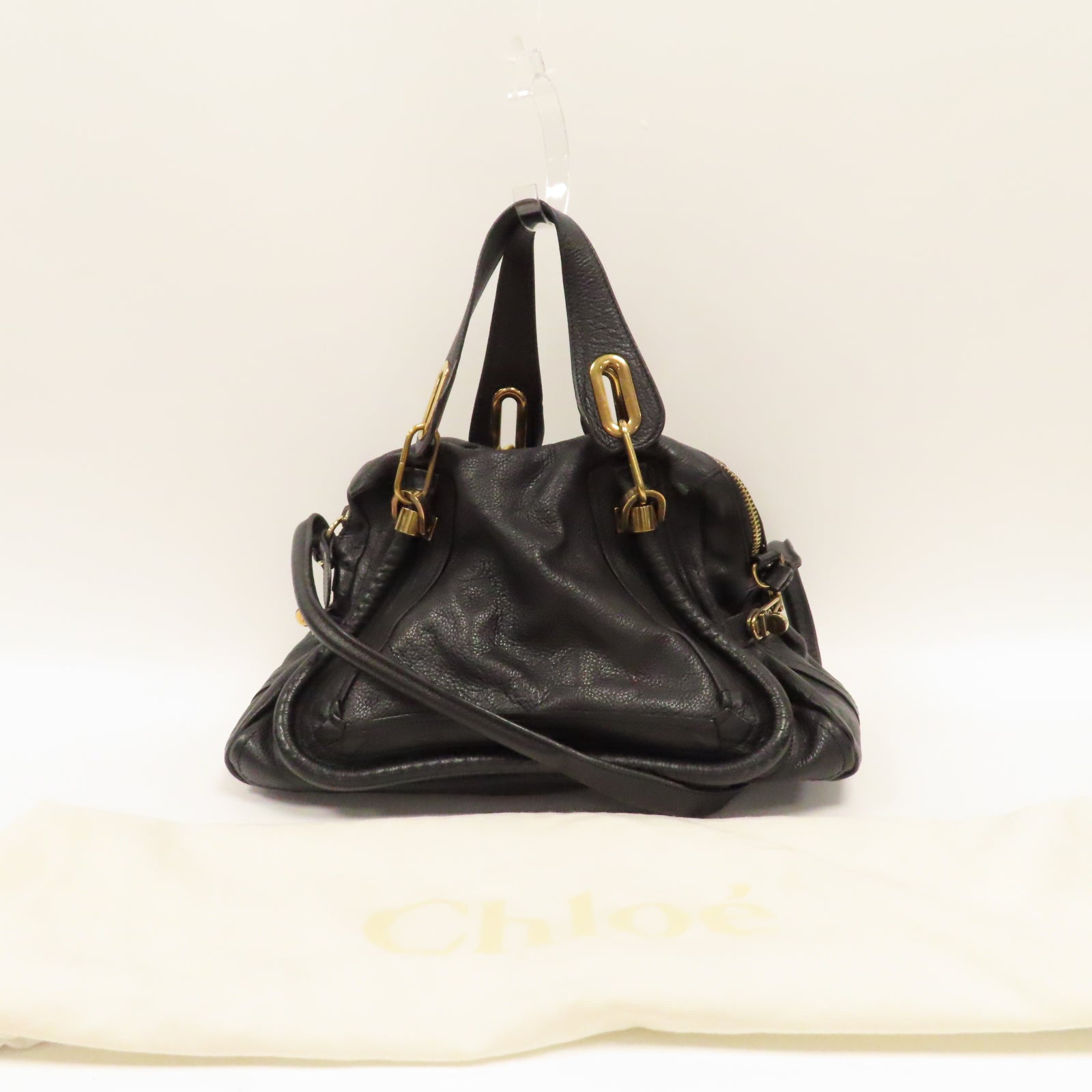 Chloe 【激減優惠】牛皮皮革Shoulder Bag金扣手挽肩背兩用袋黑色