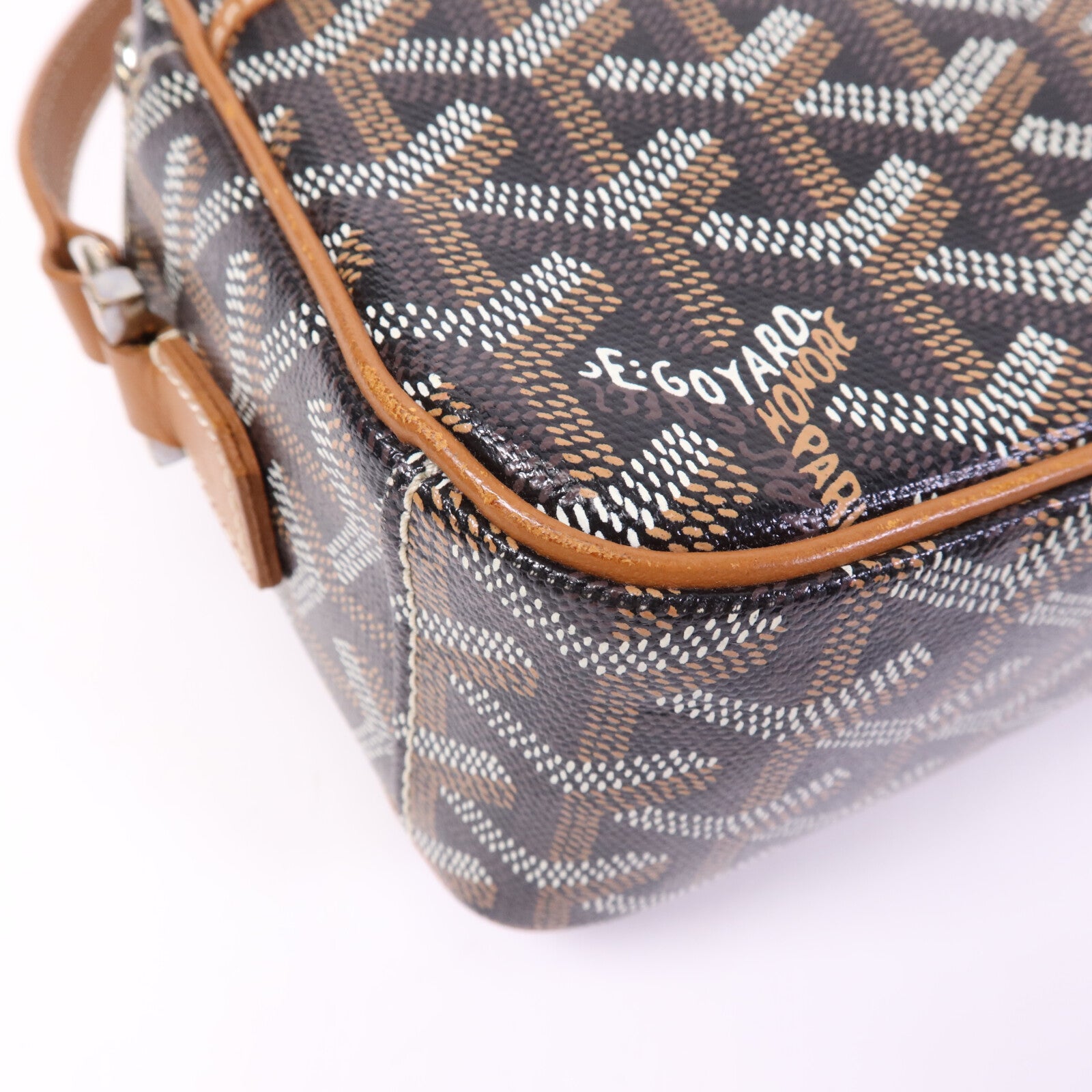 GOYARD 塗層帆布Cap-Vert PM銀扣肩背袋