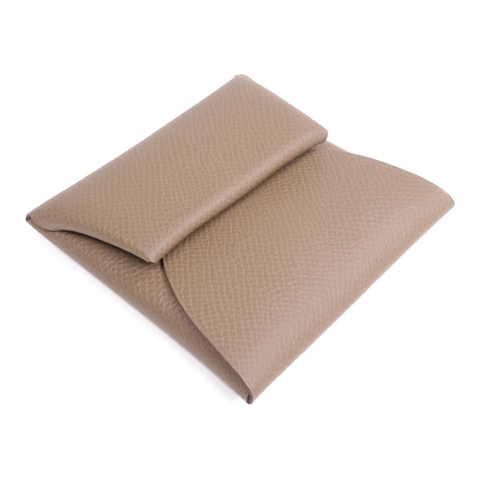 HERMES Epsom皮革Bastia零錢包Etoupe