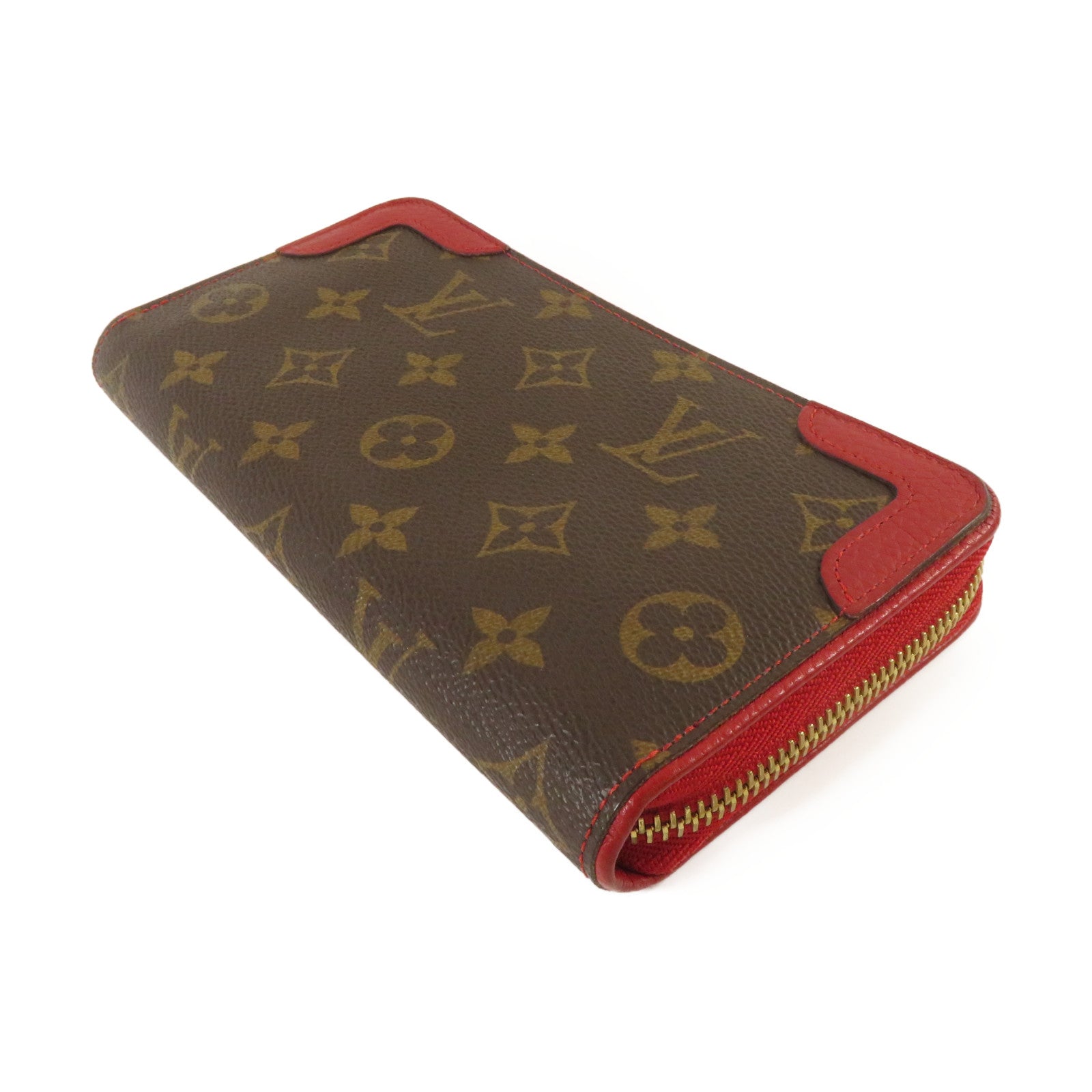 LOUIS VUITTON 【激減優惠】Monogram Zippy Wallet Retiro金扣長錢包紅色/啡色