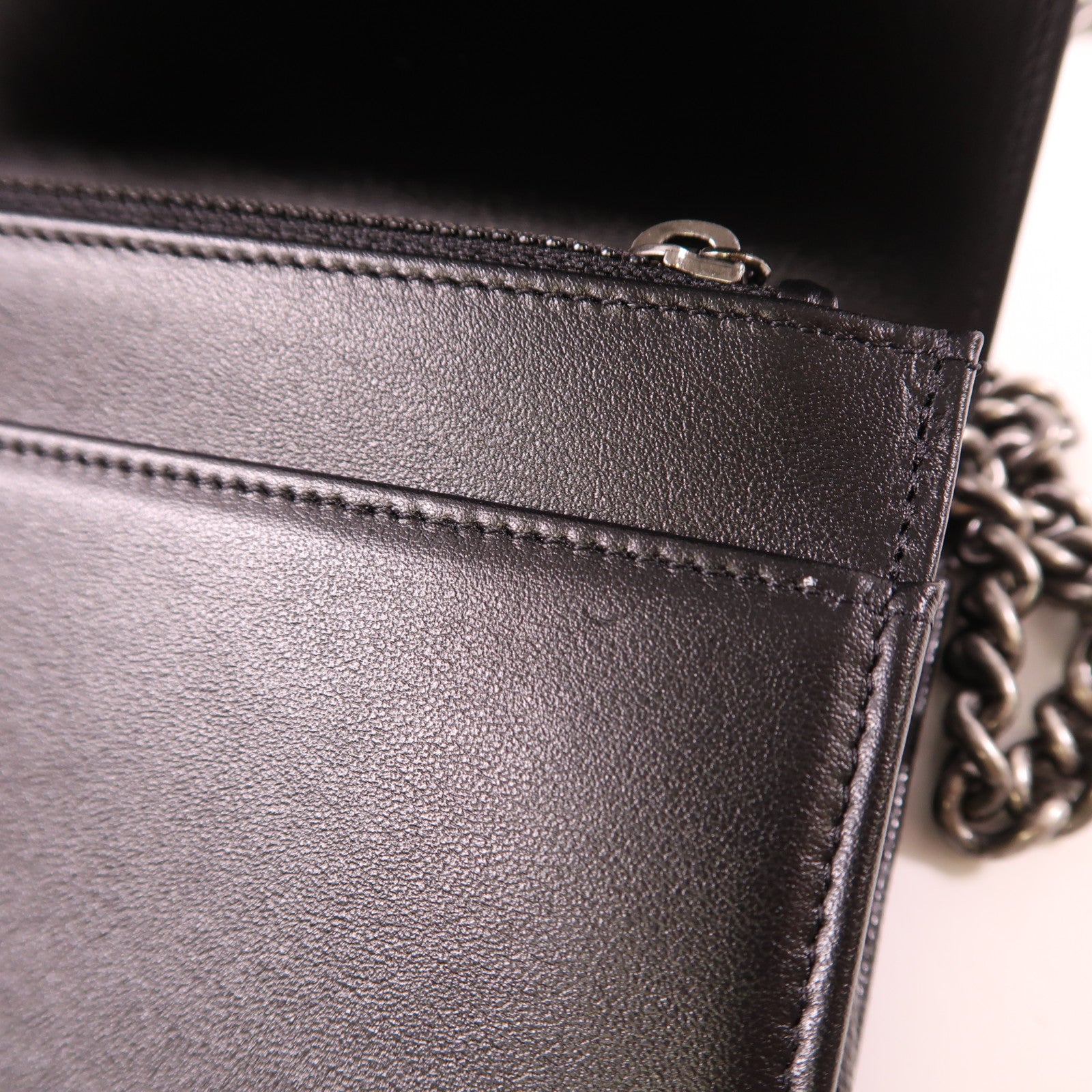 CHANEL CC SHW Boy WOC Wallet On Chain Chain Shoulder Bag Calfskin Leather Black