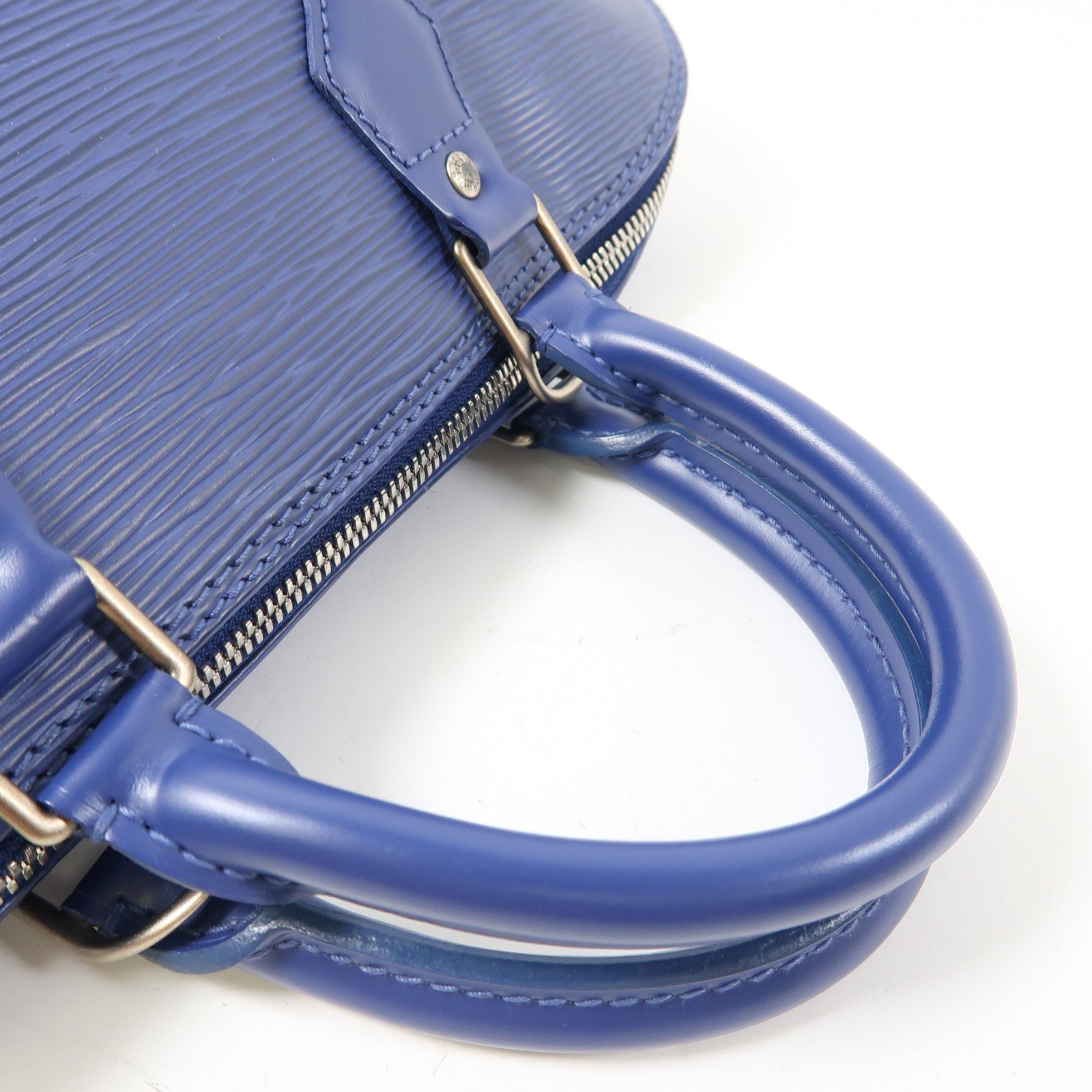 LOUIS VUITTON Epi Alma PM銀扣手挽袋藍色