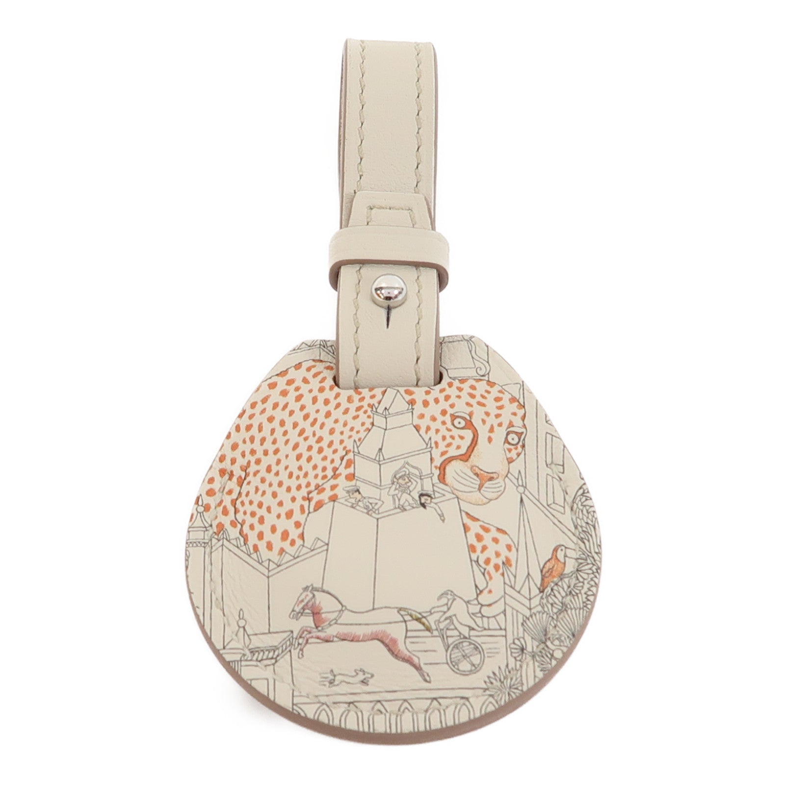 HERMES Swift皮革Air Tag掛飾冰川白色