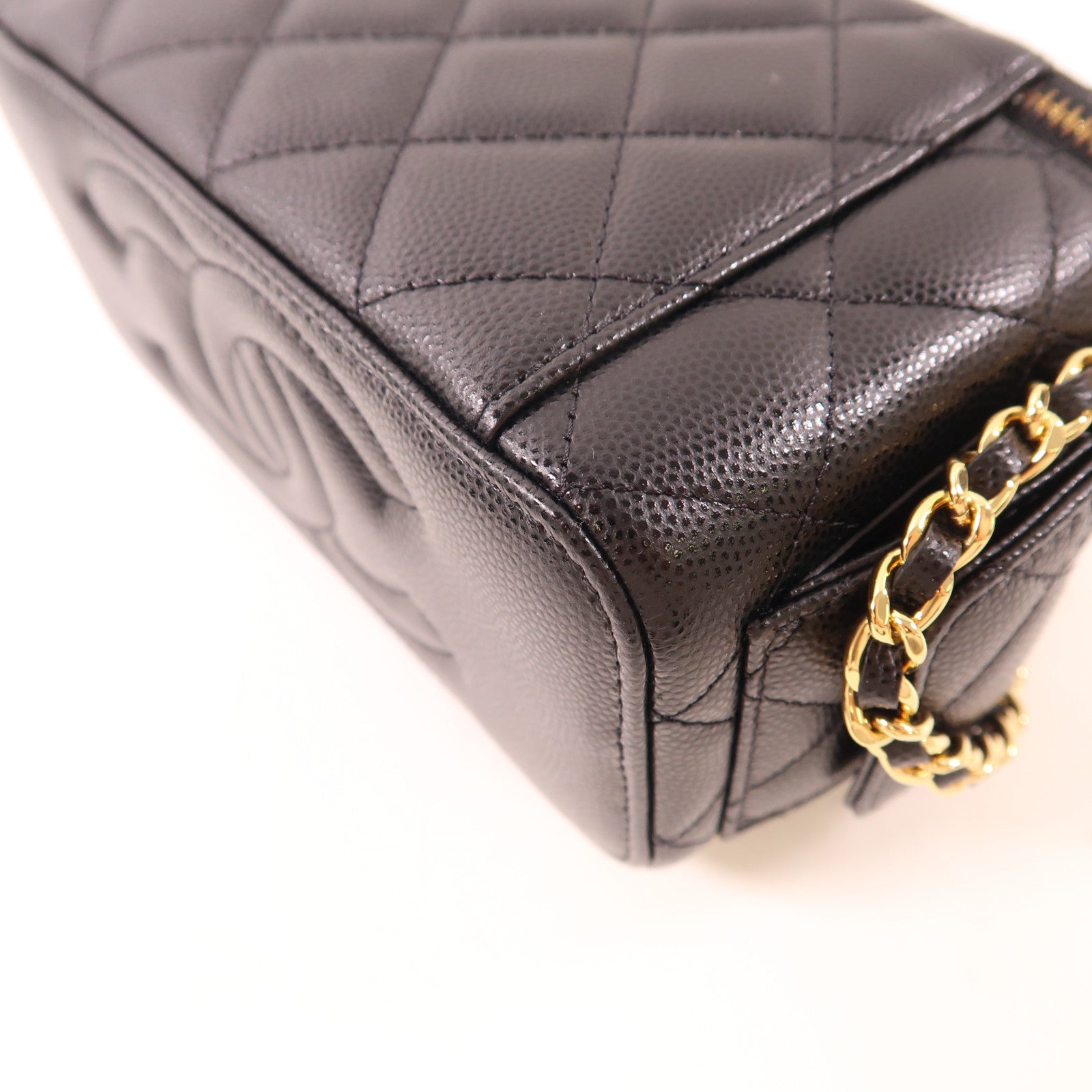 CHANEL 牛皮皮革2 Way Chain Shoulder金扣手挽肩背兩用袋