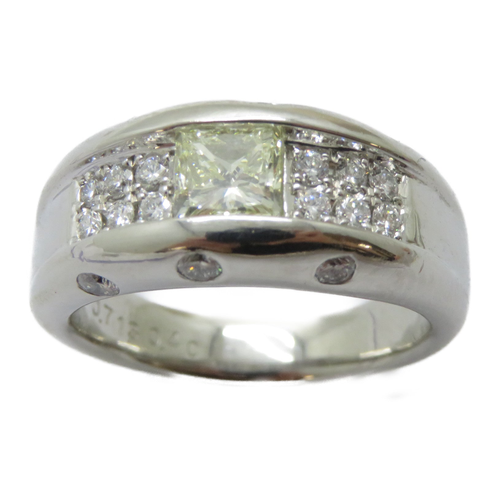 JEWELRY PT900鉑金Color Stone Ring 0.713ct黃色寶石/0.4ct鑽石戒指US#6.75