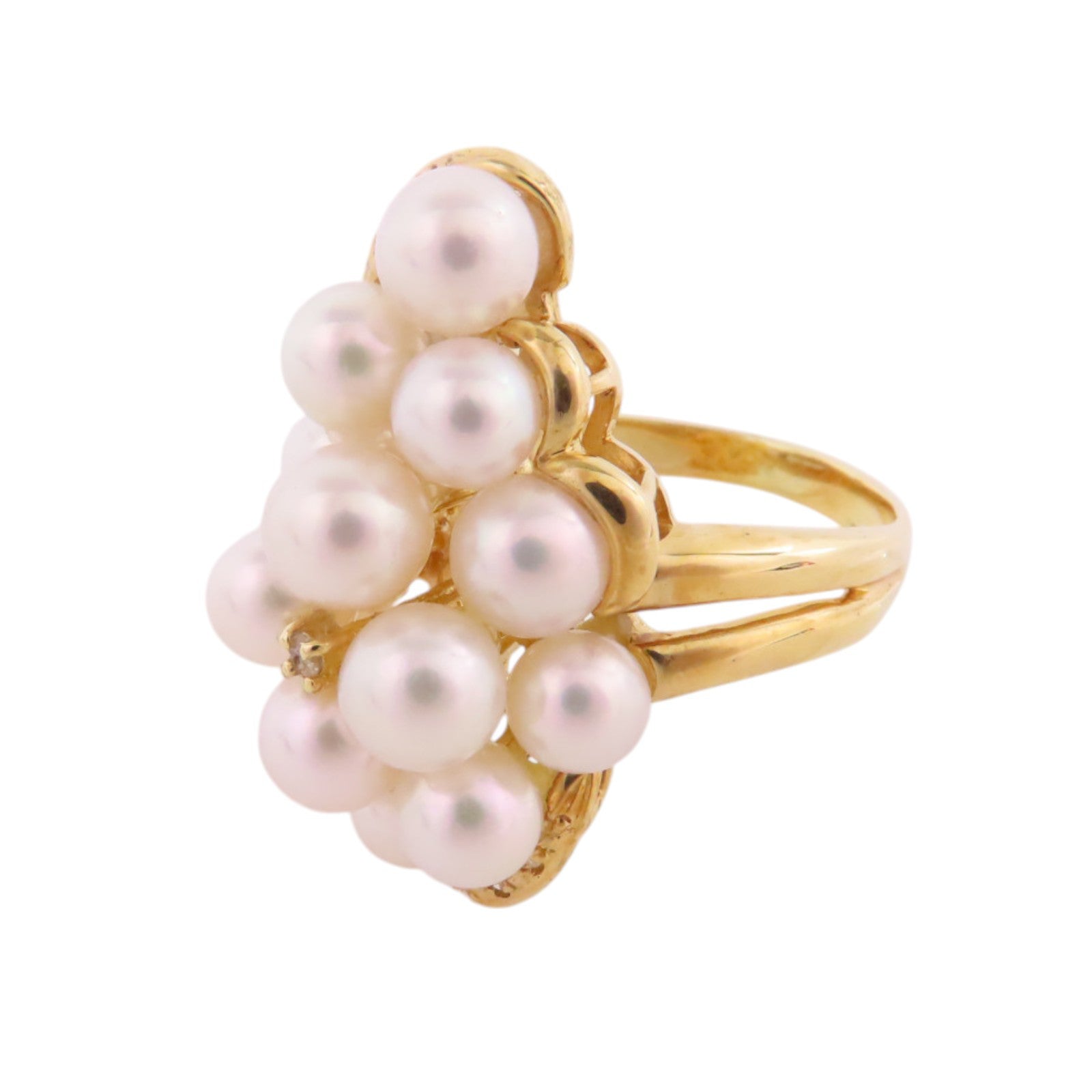 JEWELRY 18K黃金/珍珠/鑽石Pearl Diamond Ring戒指US#7.25