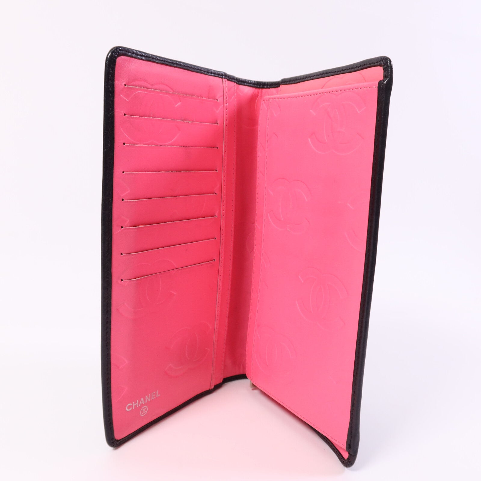 CHANEL 羊皮皮革Cambon Wallet銀扣長錢包