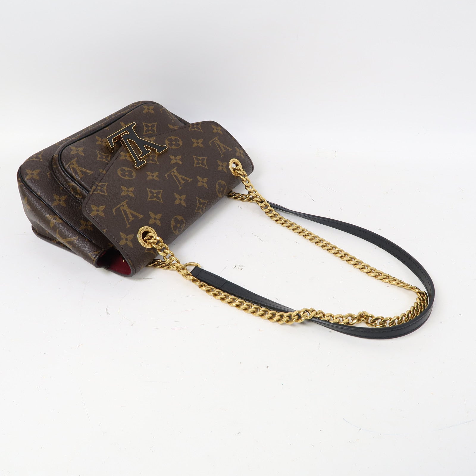 LOUIS VUITTON Monogram Passy金扣鏈帶肩背袋啡色