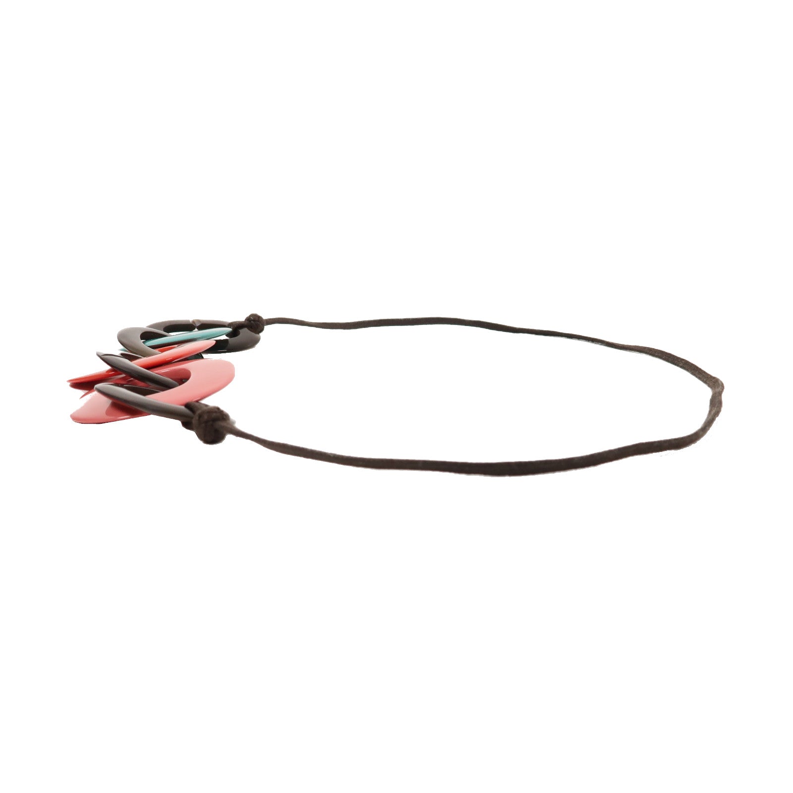 HERMES 水牛角Karamba Necklace項鍊紅色/粉紅色/綠色