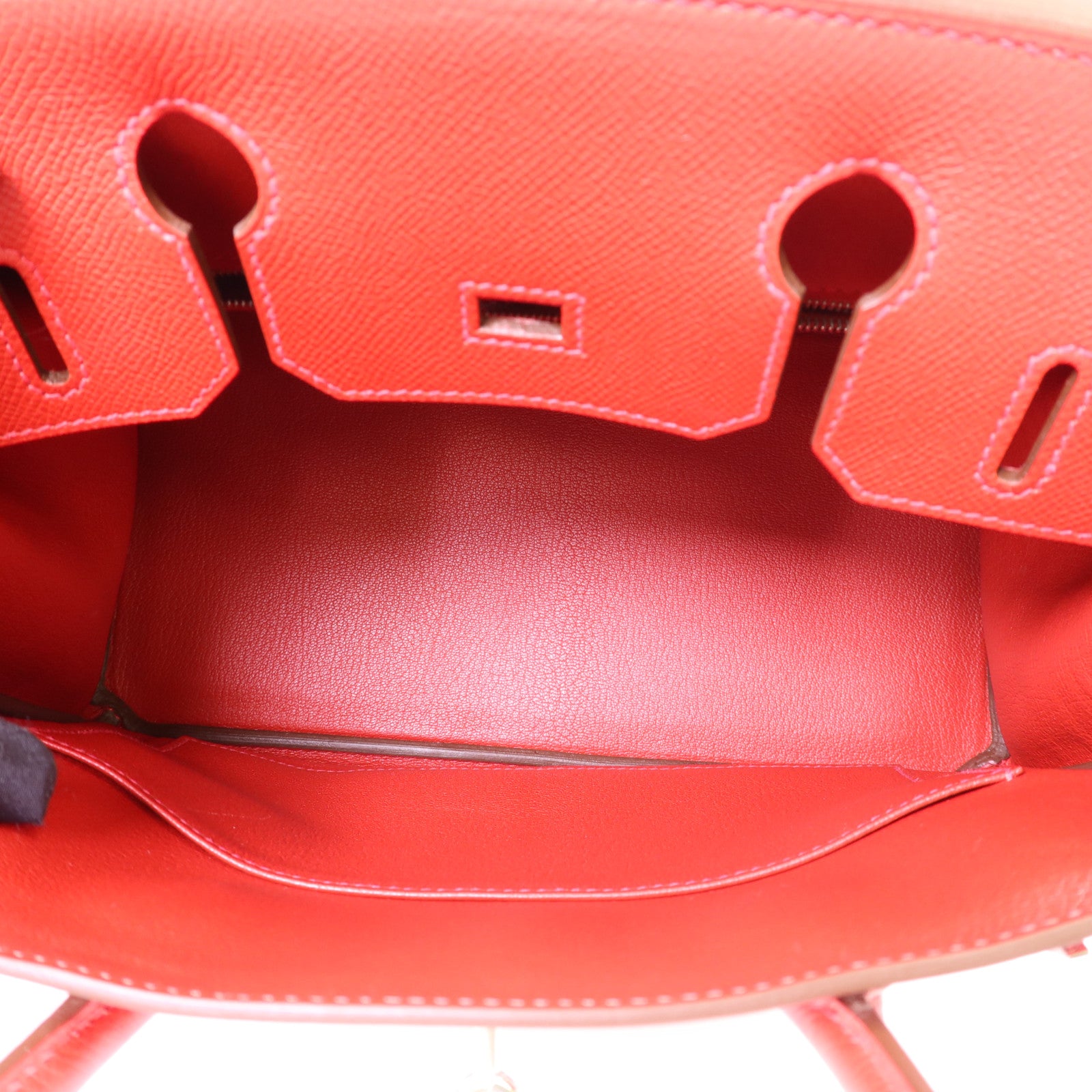 HERMES Epsom皮革Birkin 30銀扣手挽袋Rouge Casaque
