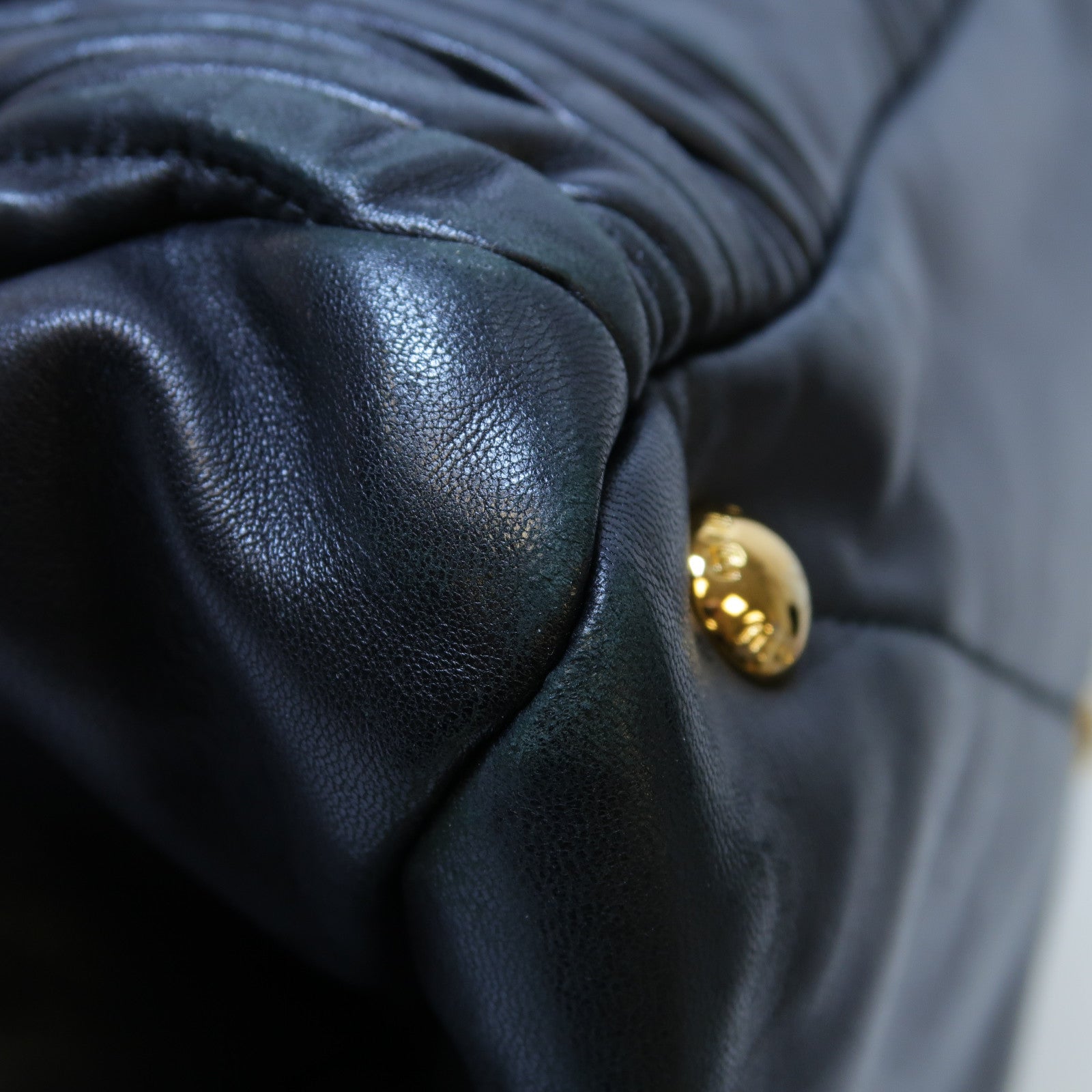 Miu Miu 牛皮皮革Shoulder Bag金扣手挽肩背兩用袋黑色
