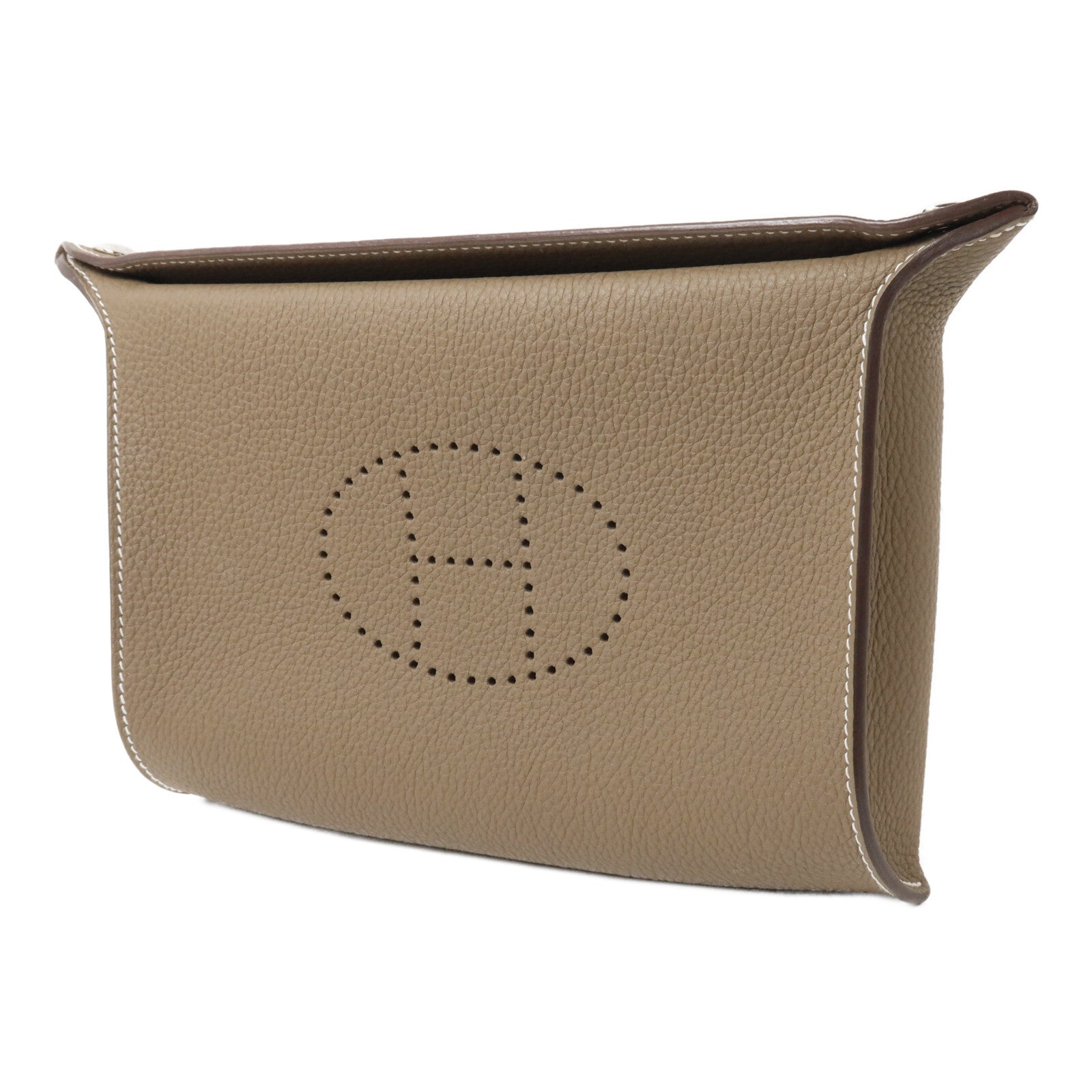 HERMES Togo皮革Videpoches肩背袋Etoupe