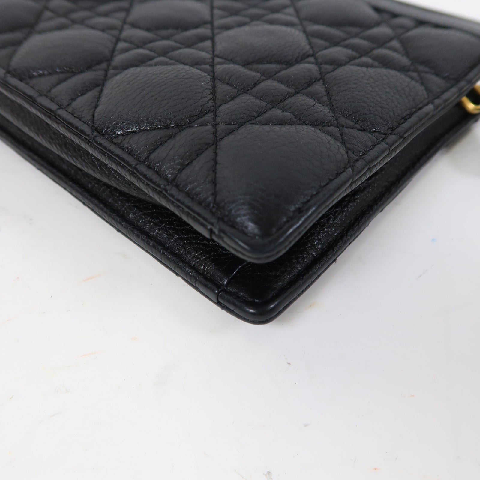 Dior 牛皮皮革Caro Every Dior金扣鏈帶肩背袋黑色